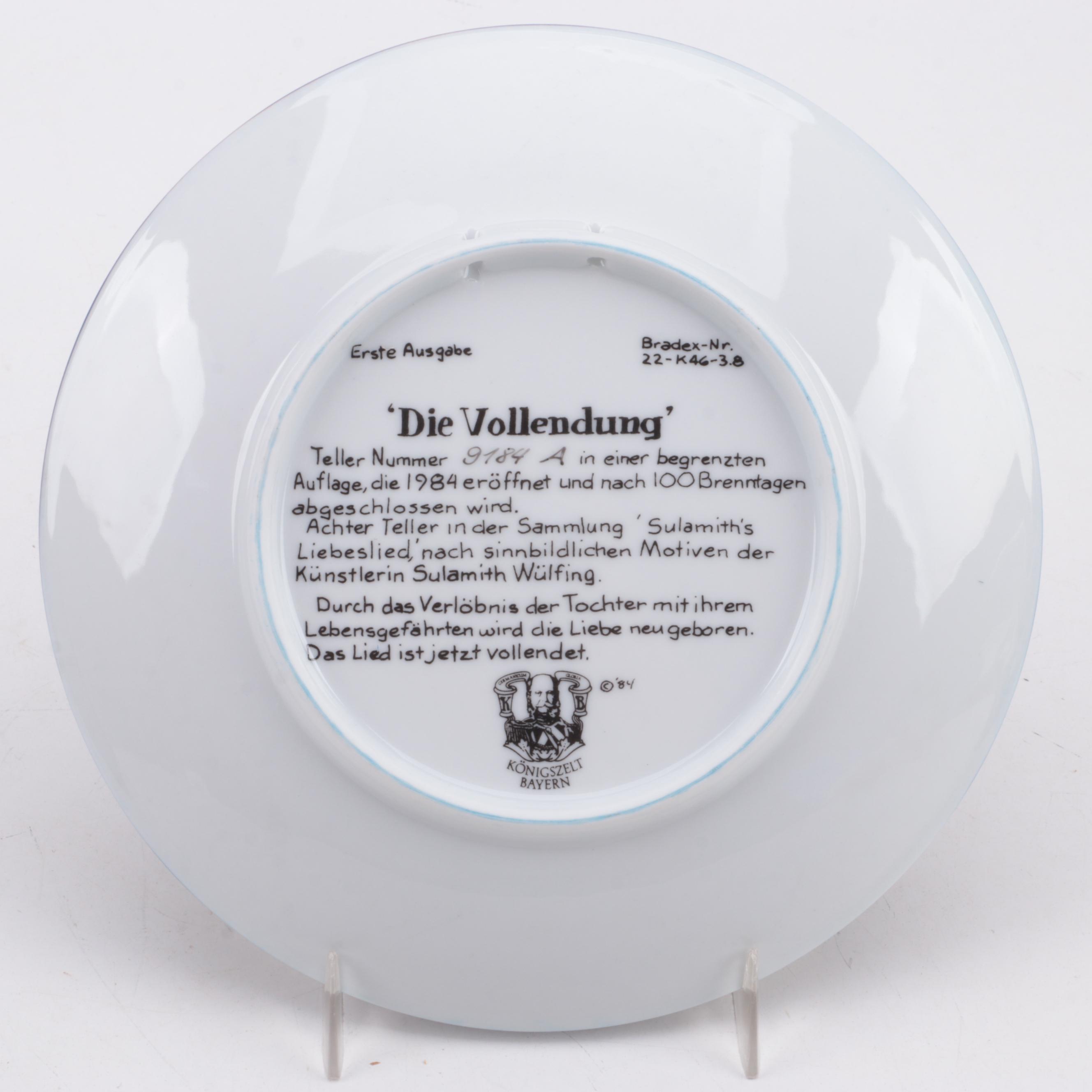 Sulamith Wülfing German Collector Plates by Königszelt Bayern, 1980s