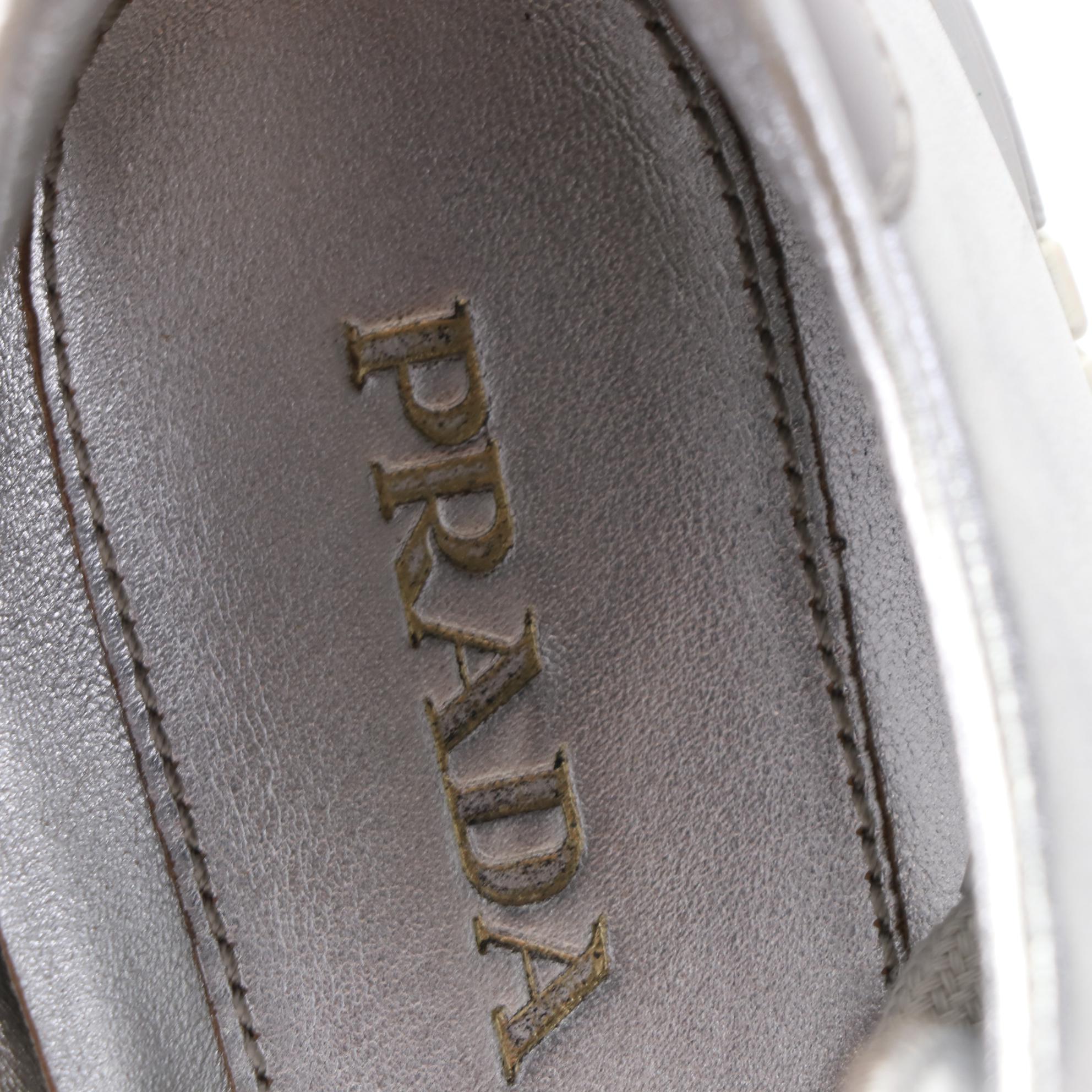 Prada Vitello Sneakers in Metallic Leather with Box