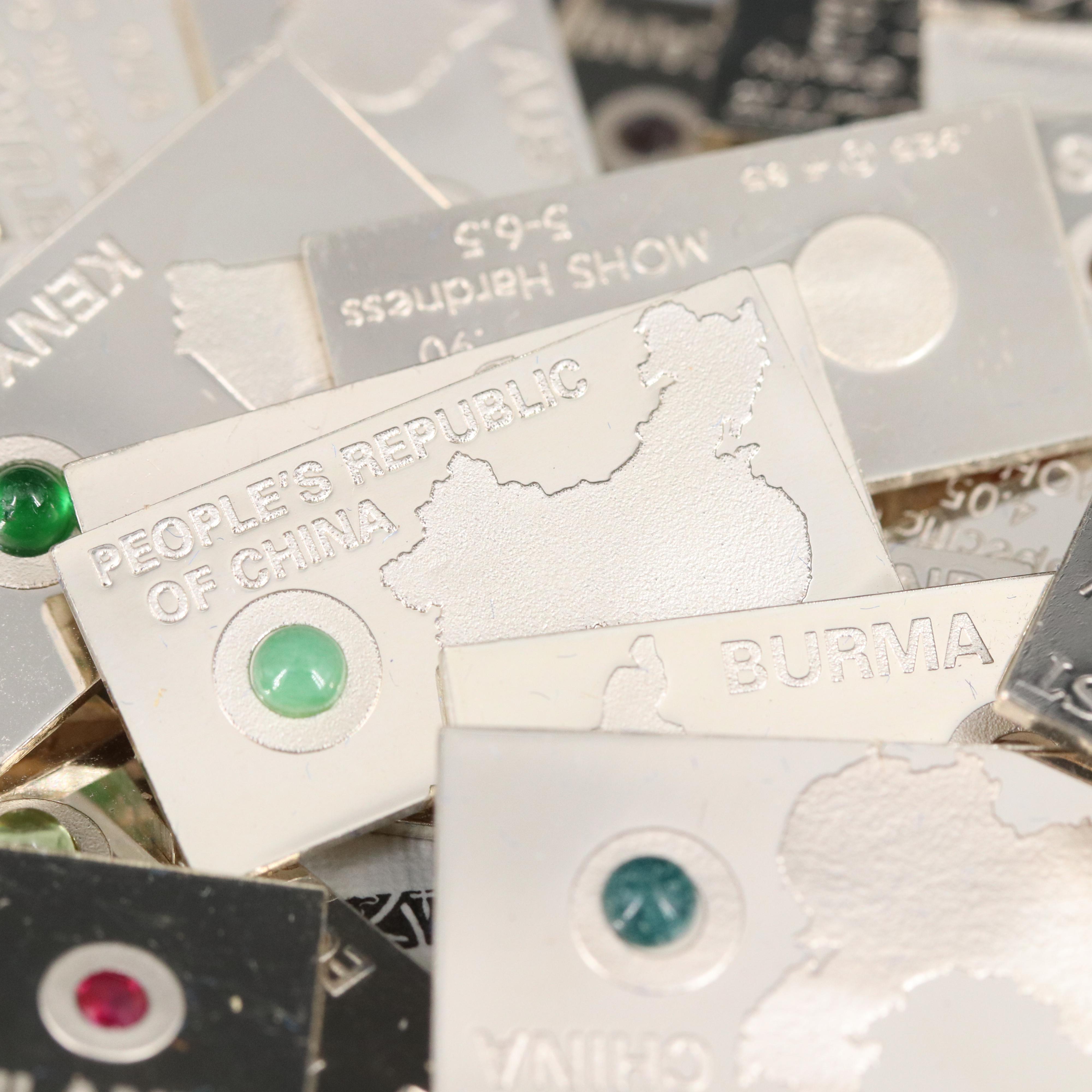 Franklin Mint Sterling "Gemstones of The World" Ingots