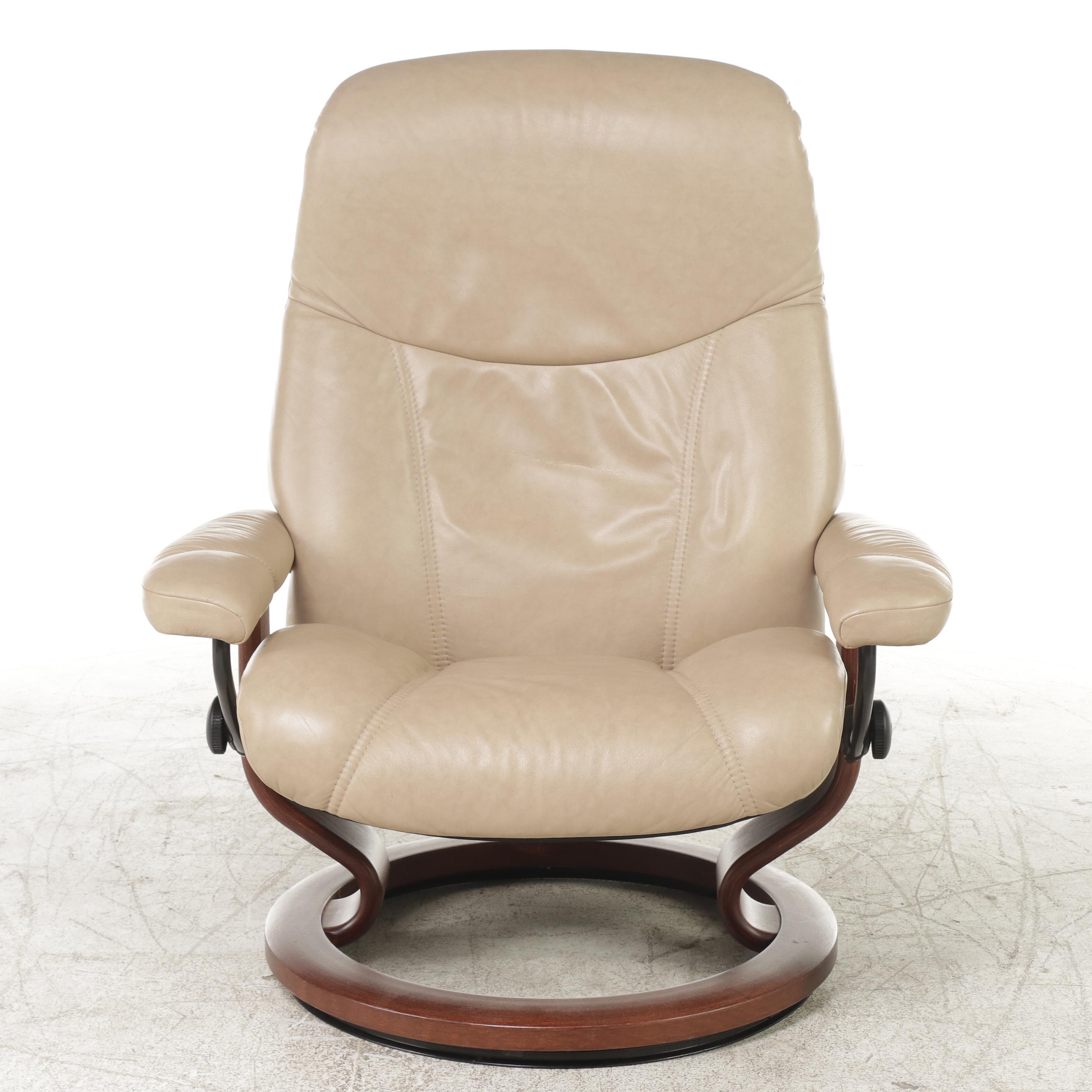 Ekornes Stressless Ambassador Leather Reclining Armchair and Ottoman