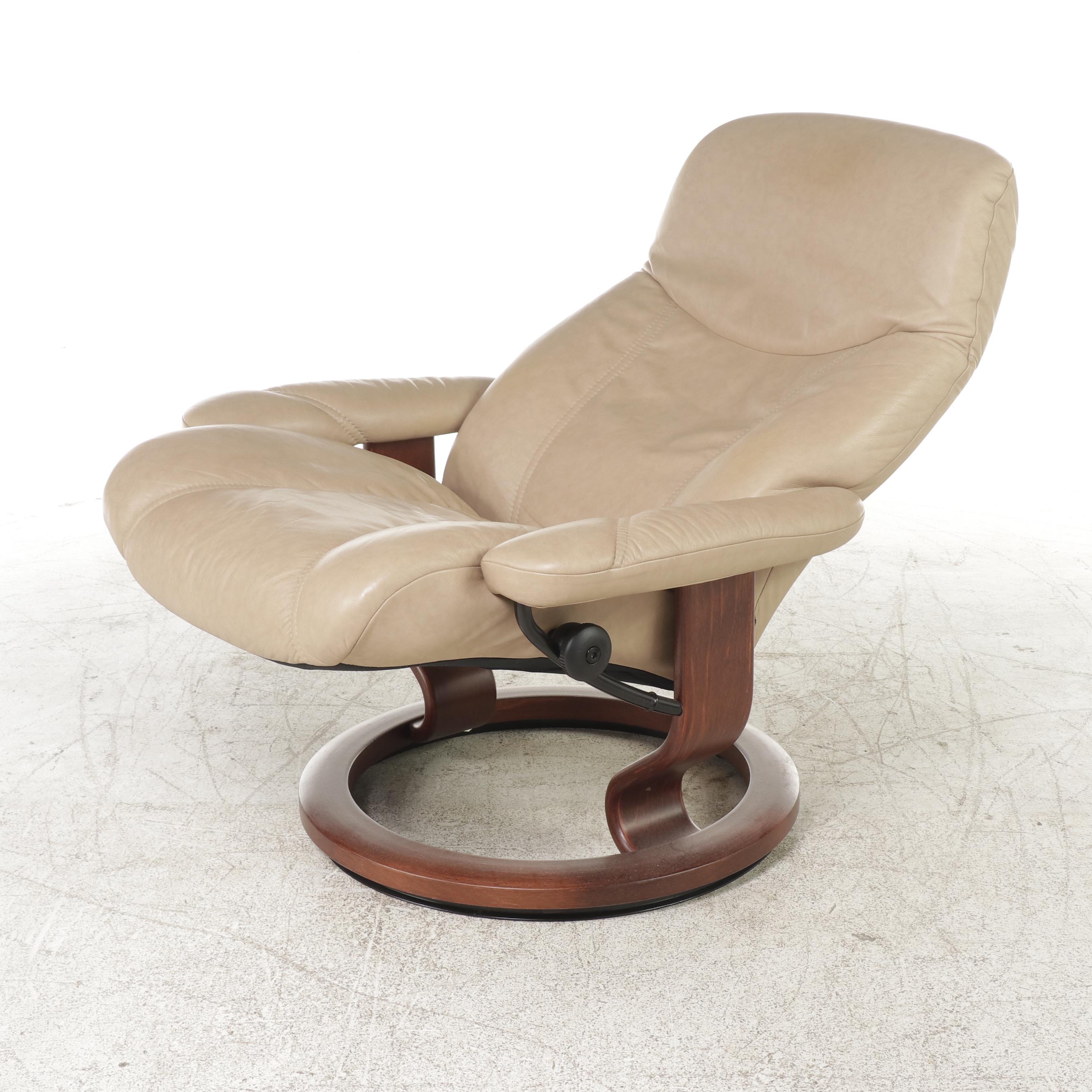 Ekornes Stressless Ambassador Leather Reclining Armchair and Ottoman