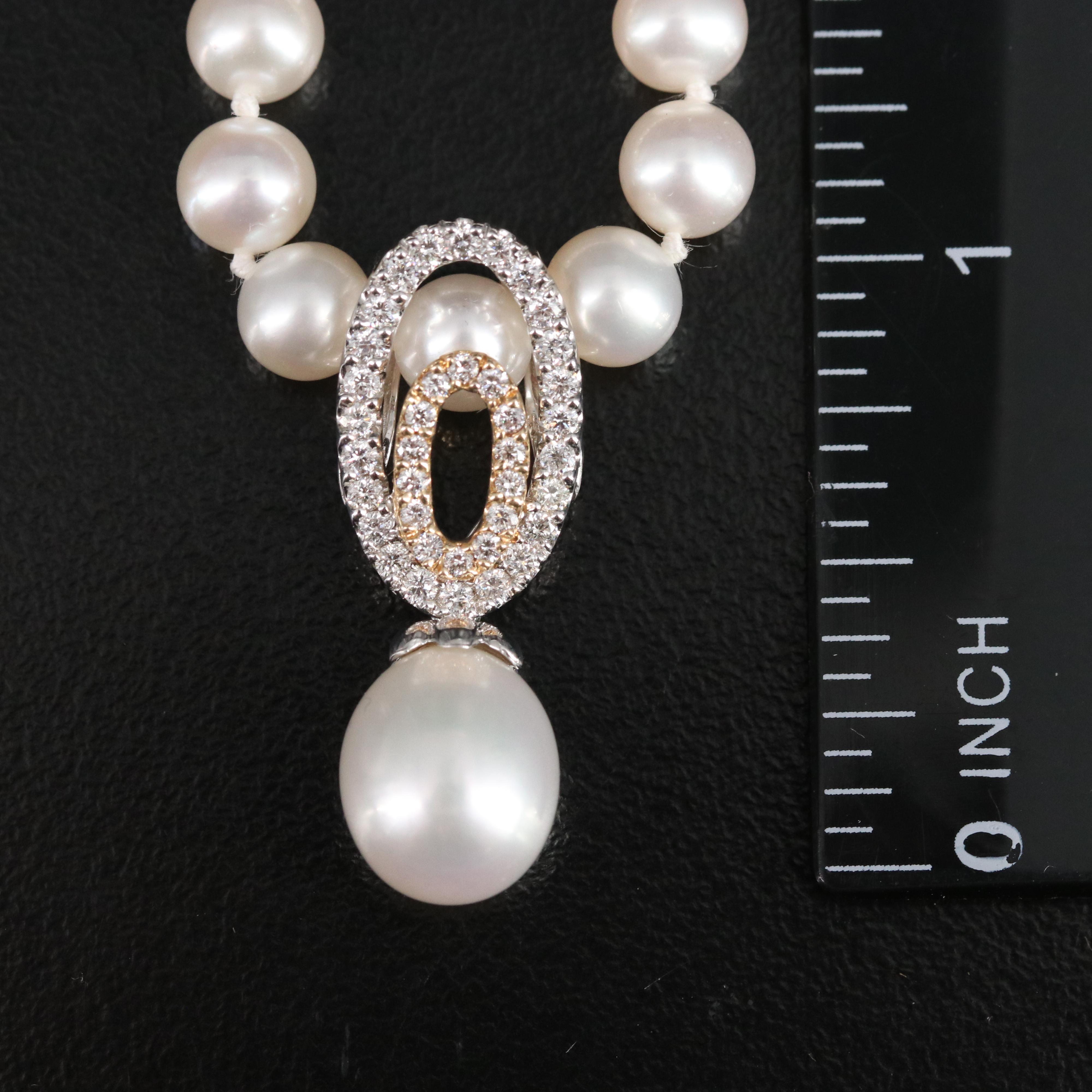 14K Pearl and Diamond Enhancer Pendant Necklace
