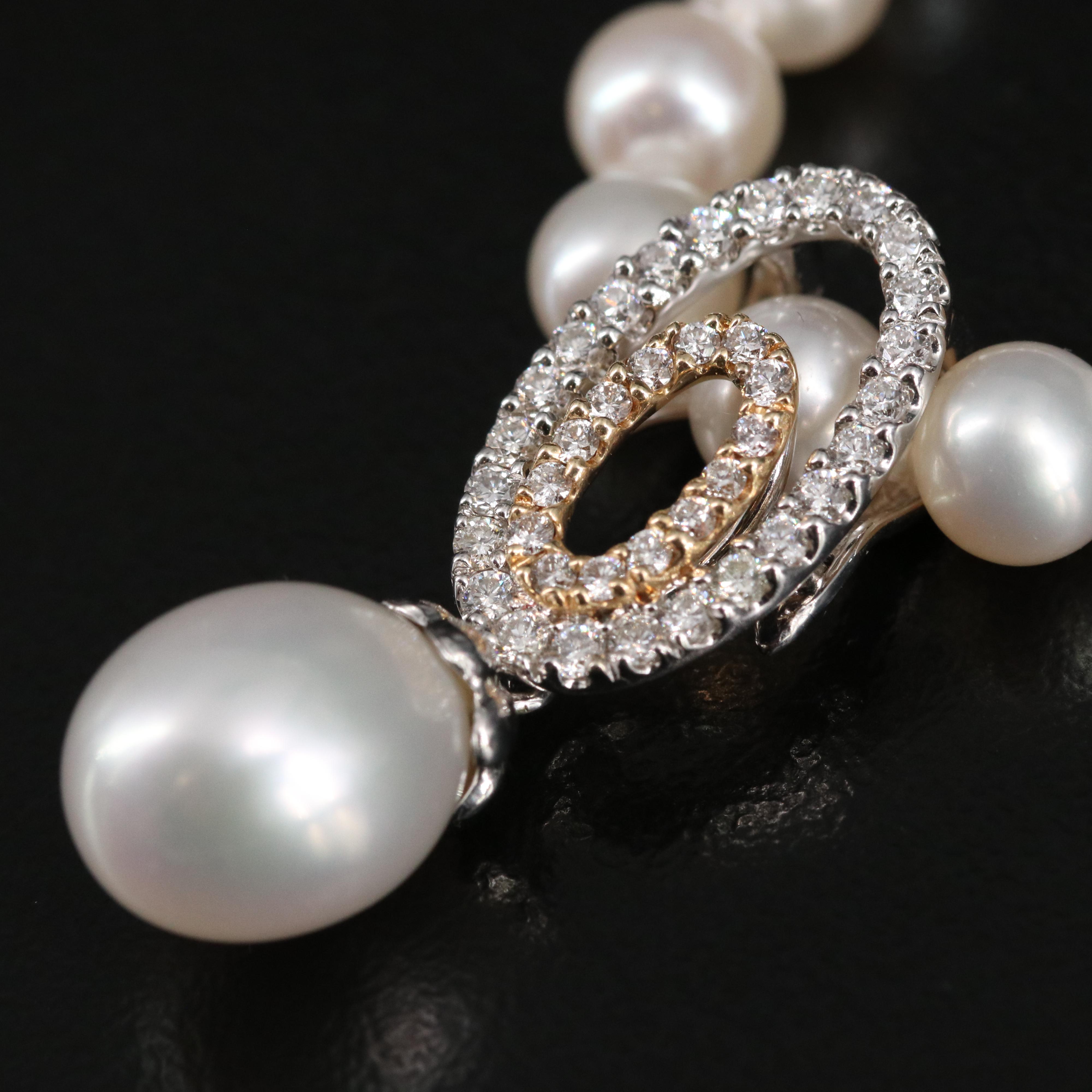 14K Pearl and Diamond Enhancer Pendant Necklace