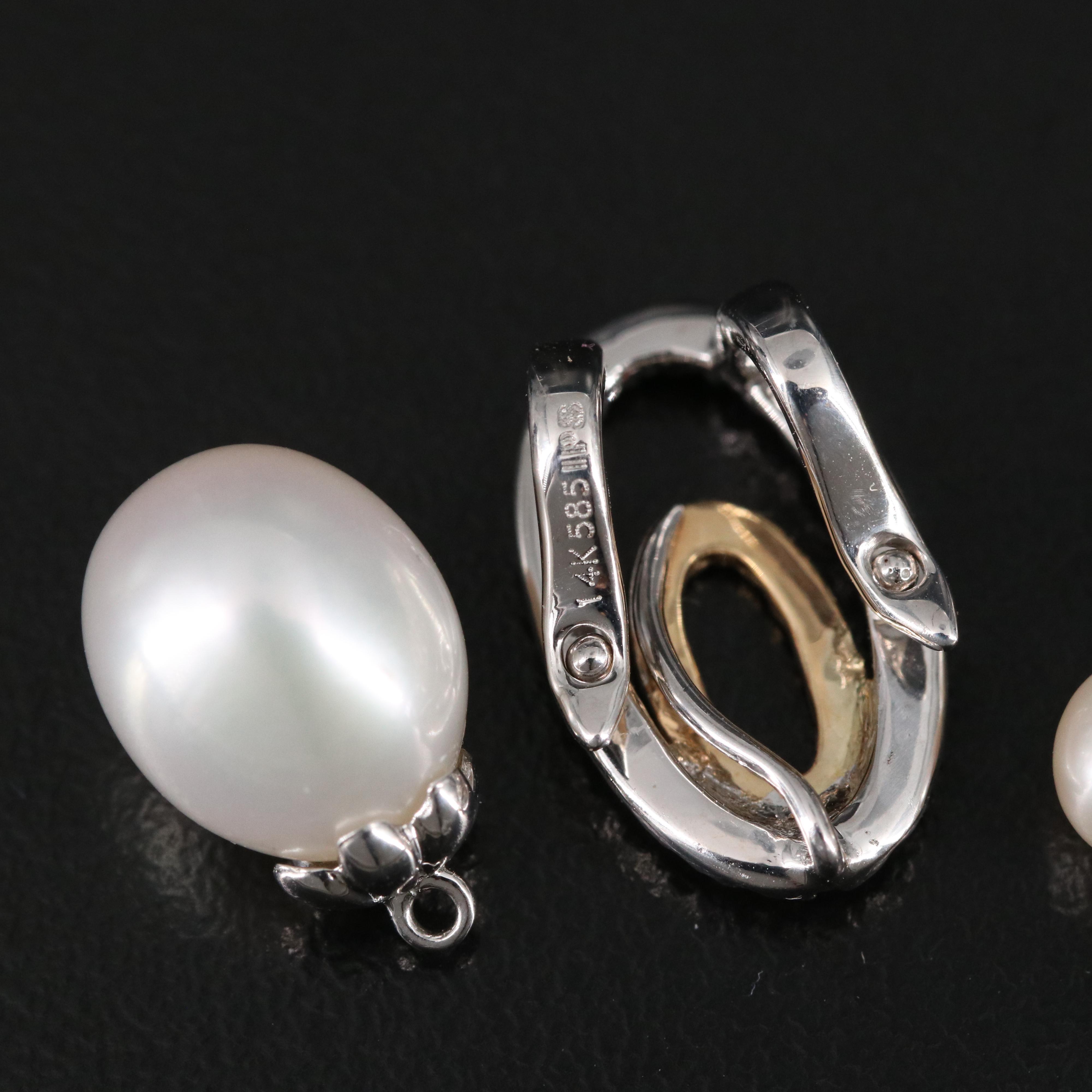 14K Pearl and Diamond Enhancer Pendant Necklace