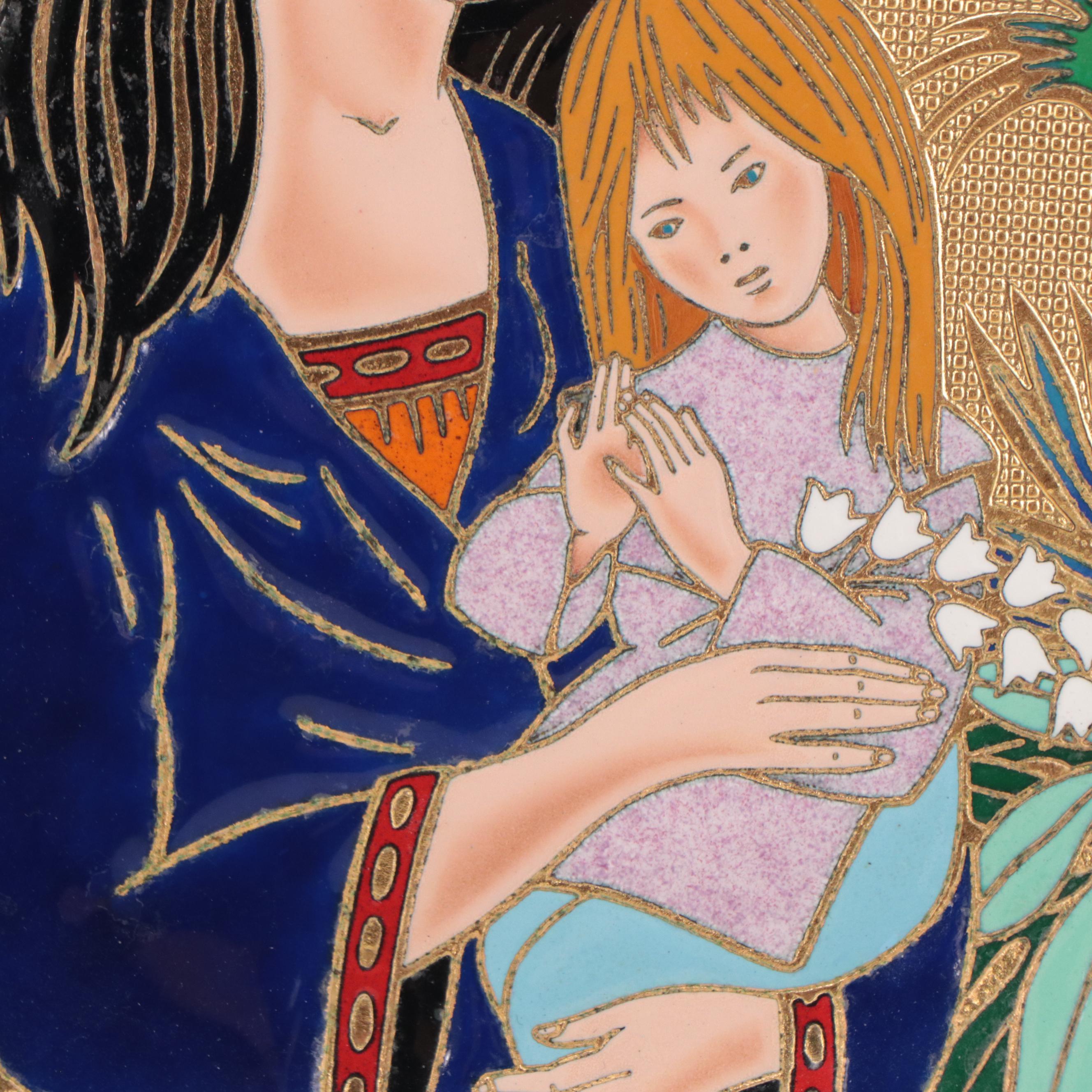 Jean-Paul Loup Bétourné Limoges Enameled Plate "Mother's Day," 1974