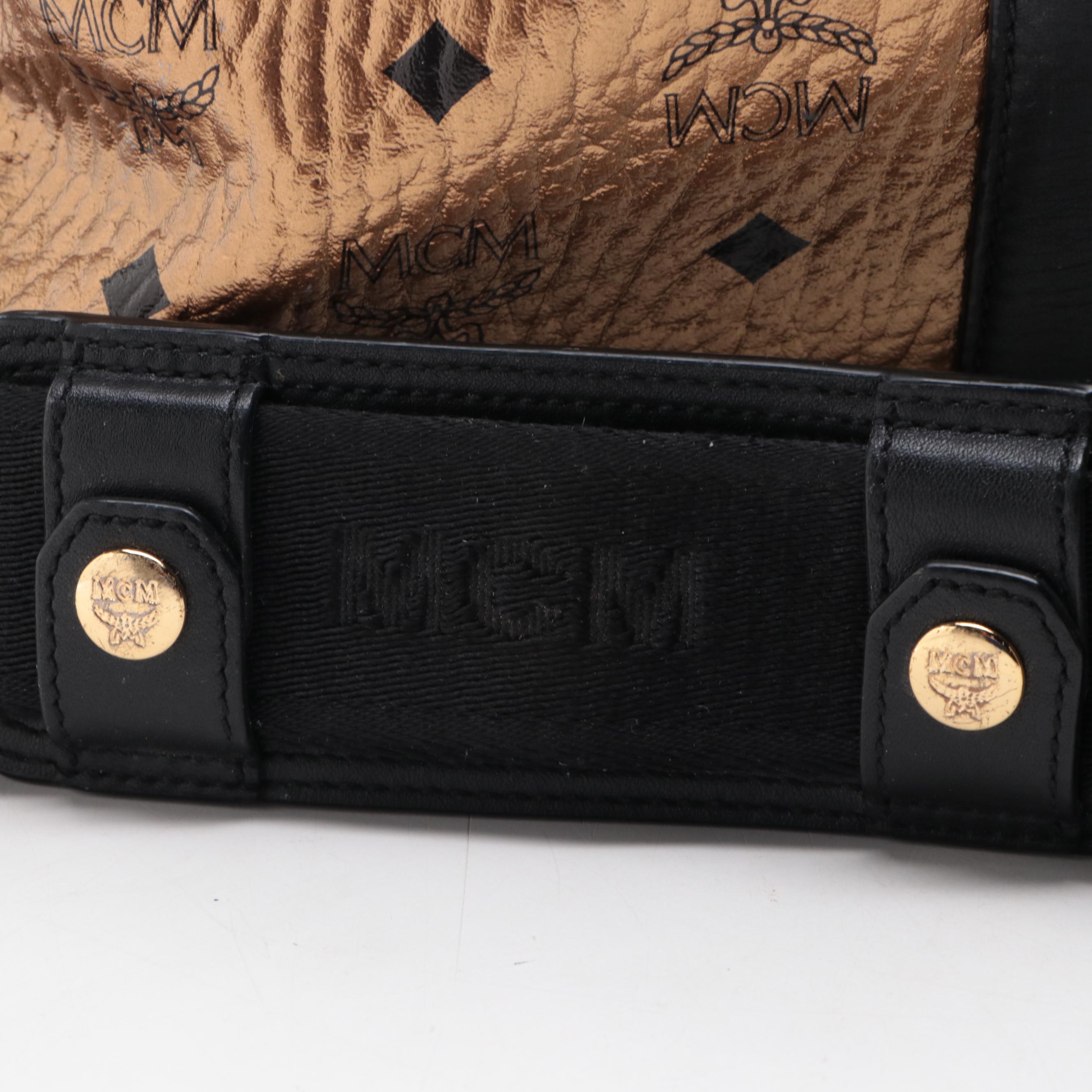 MCM Weekender Duffle Bag in Monogram Print Metallic Leather