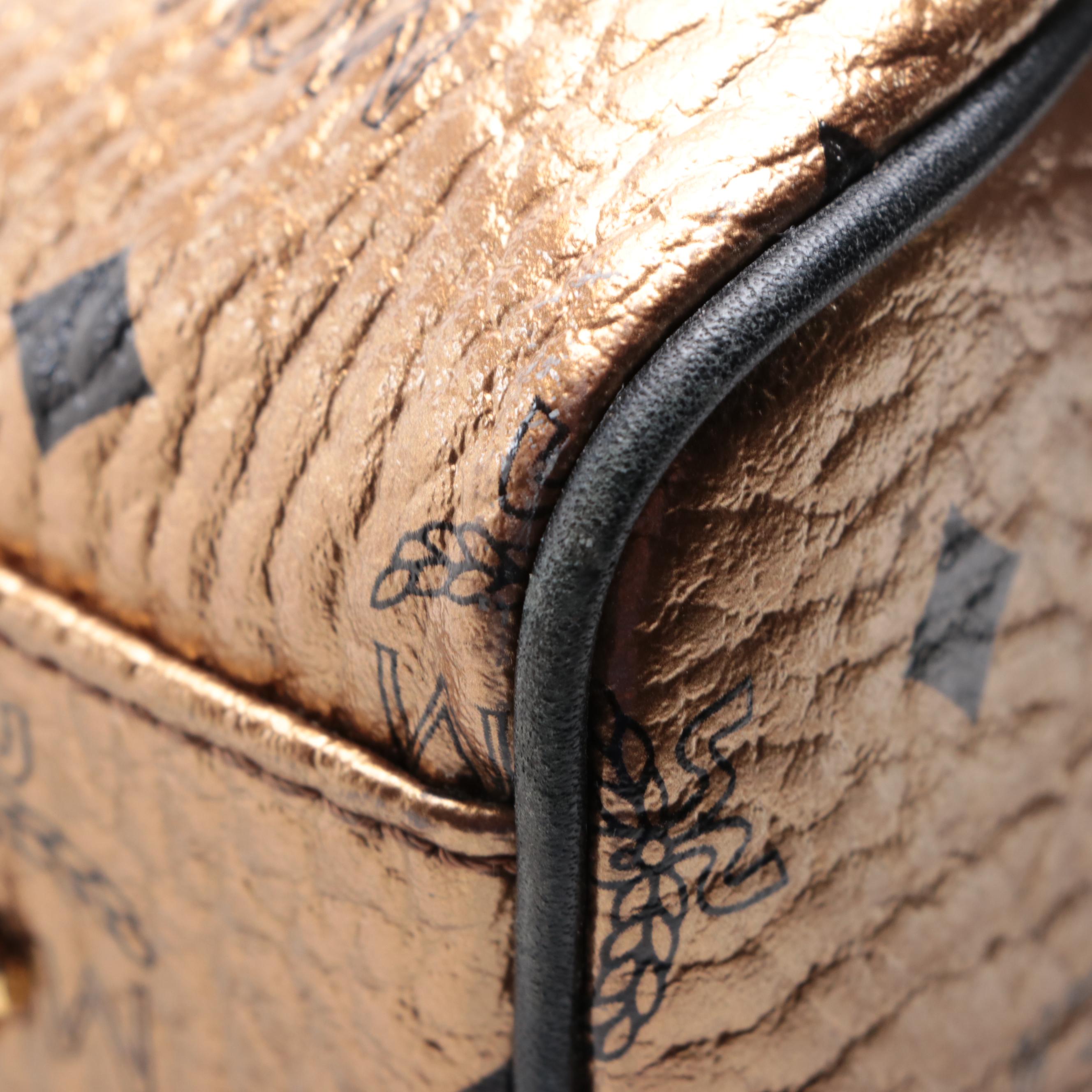 MCM Weekender Duffle Bag in Monogram Print Metallic Leather