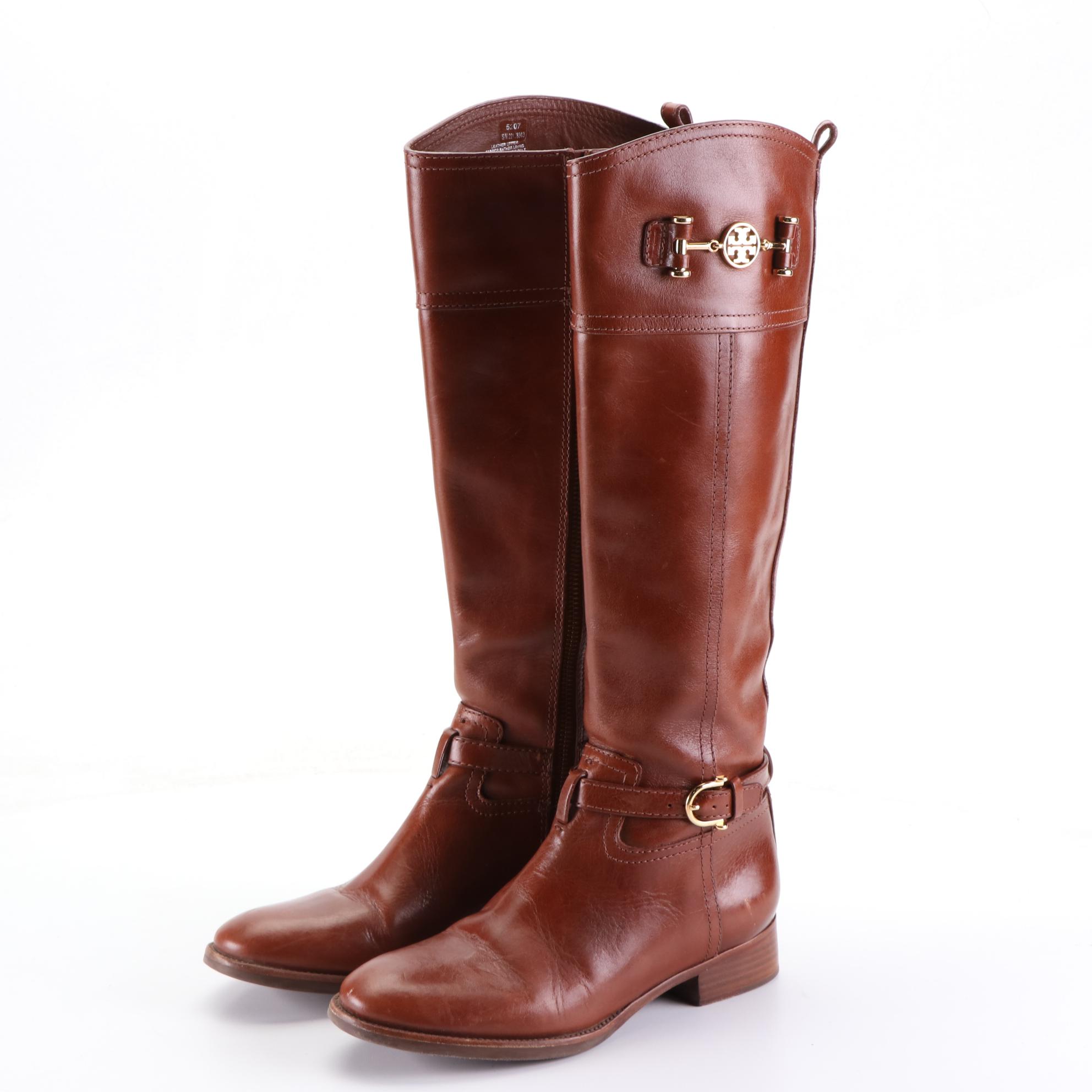Tory Burch Suede Knee High Boots and Leather Riding Boots