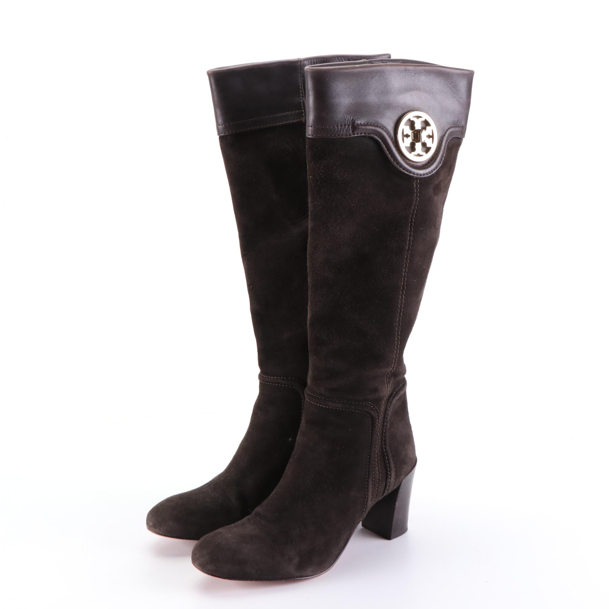 Tory Burch Suede Knee High Boots and Leather Riding Boots