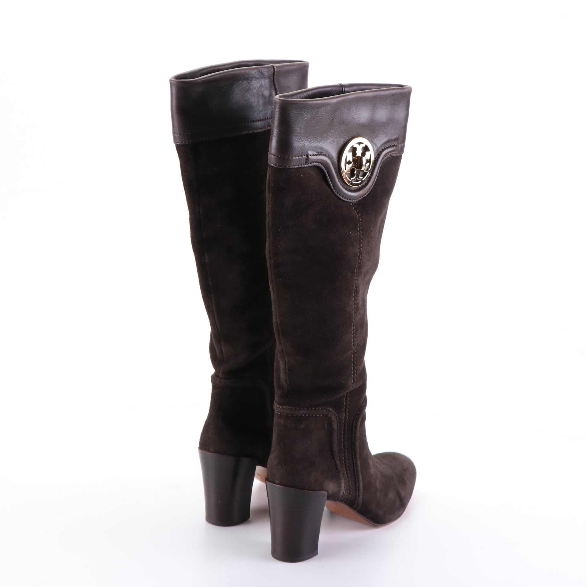 Tory Burch Suede Knee High Boots and Leather Riding Boots