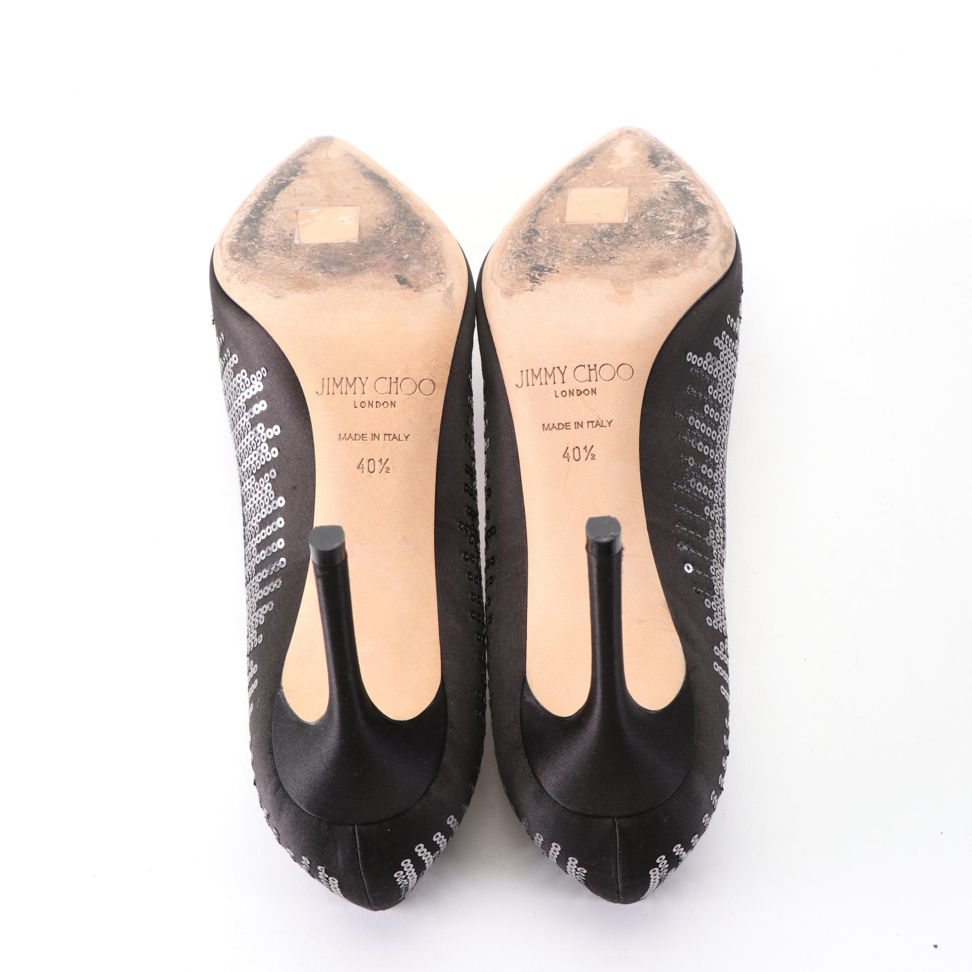 Jimmy Choo Romy Pumps in Sequin Embellished Black Satin