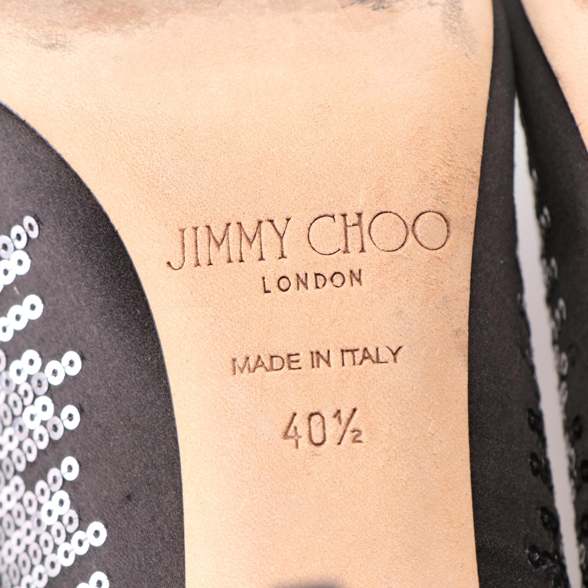 Jimmy Choo Romy Pumps in Sequin Embellished Black Satin