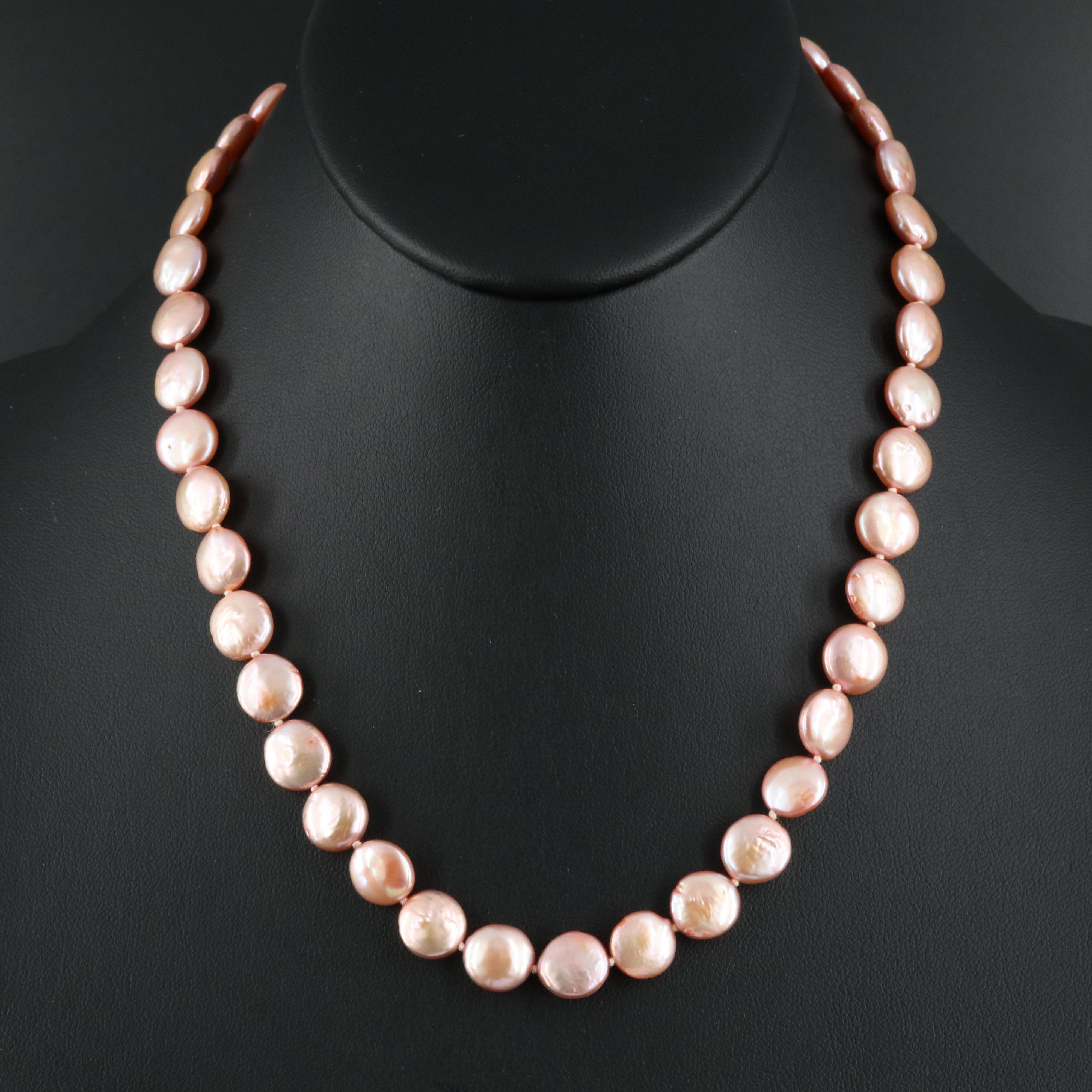 Button Pearl Necklace with 14K Clasp