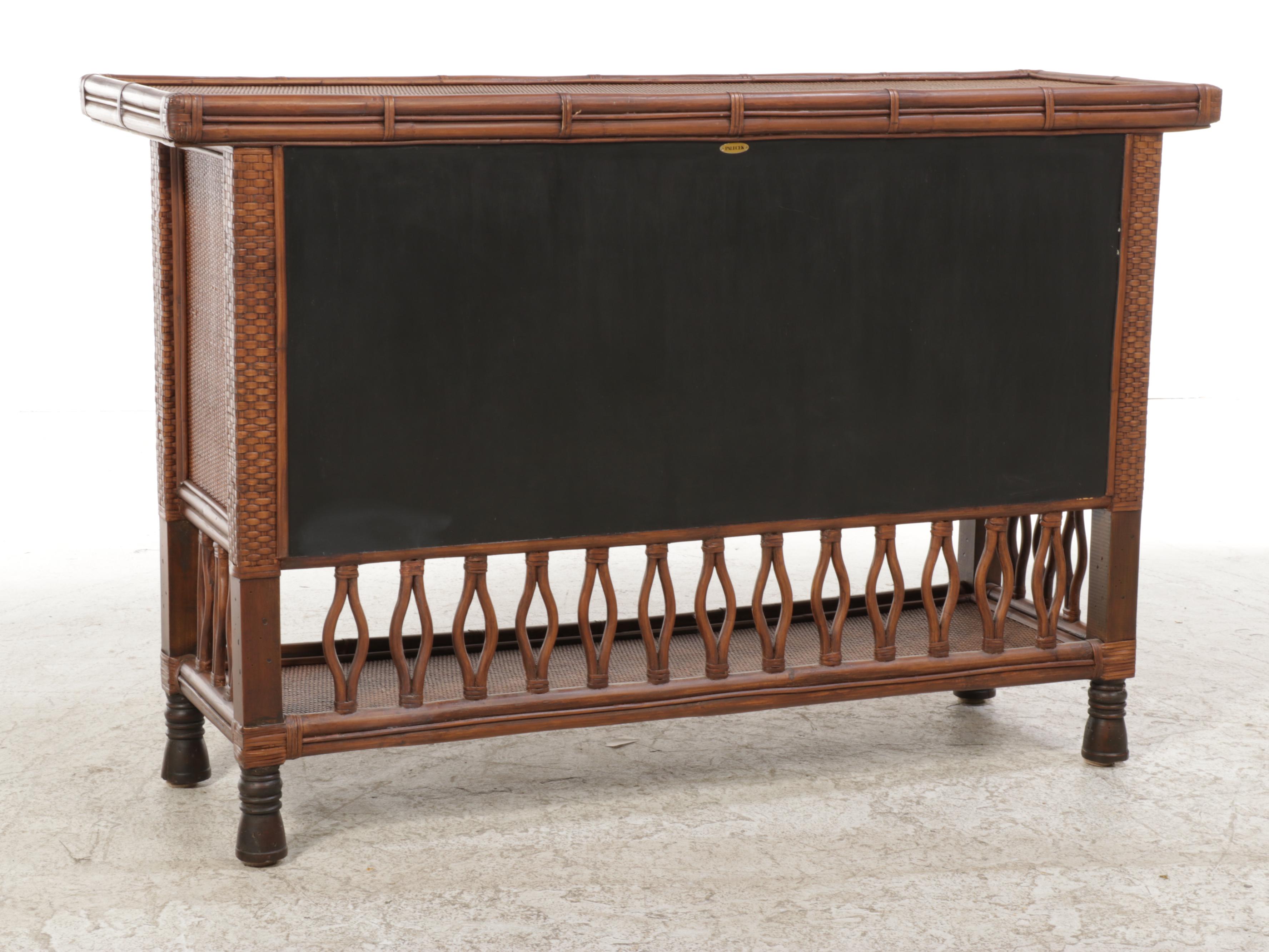 Palecek Rattan, Wicker, and Hardwood Six-Drawer Console Table