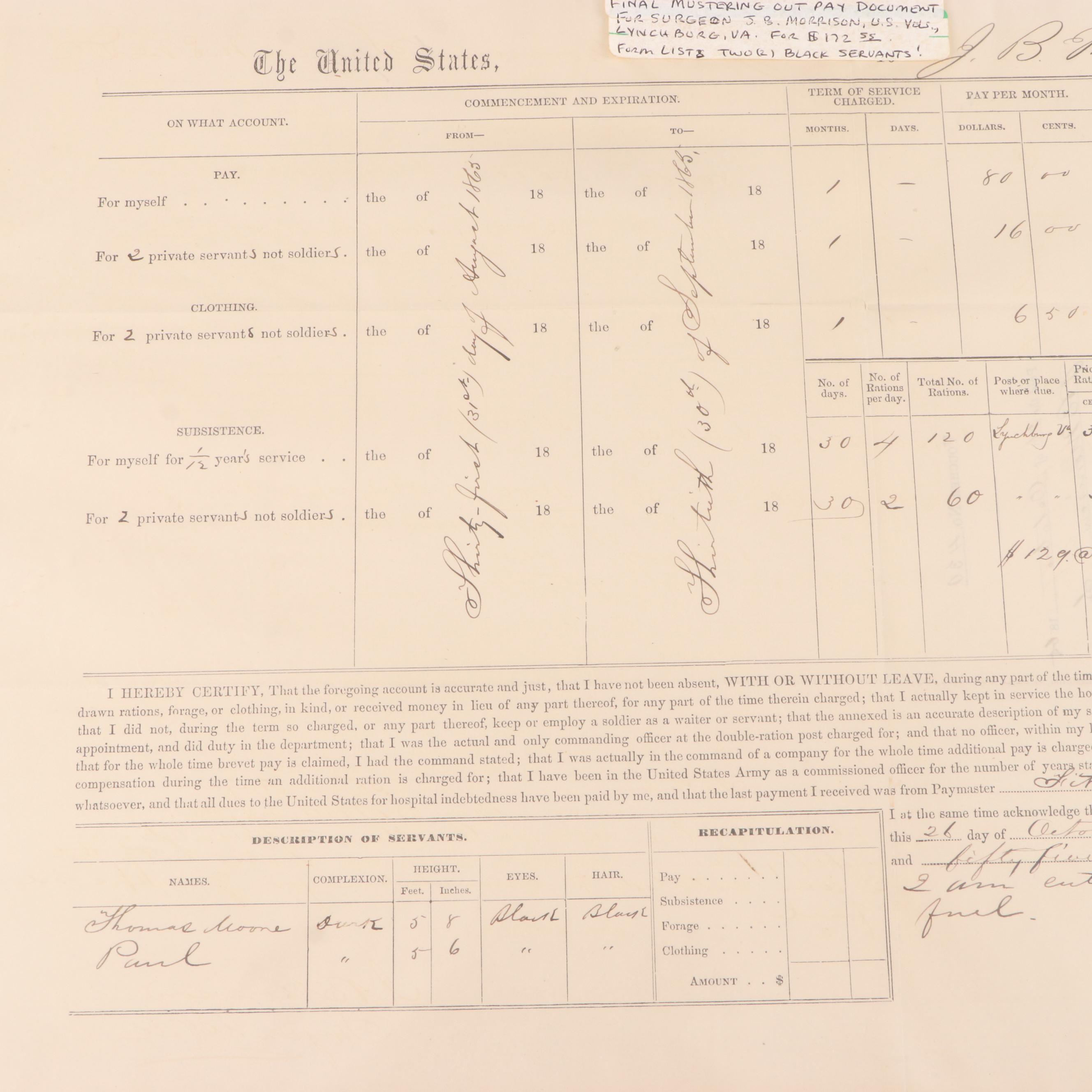 American Civil War Muster Documents, Mid-19th Century