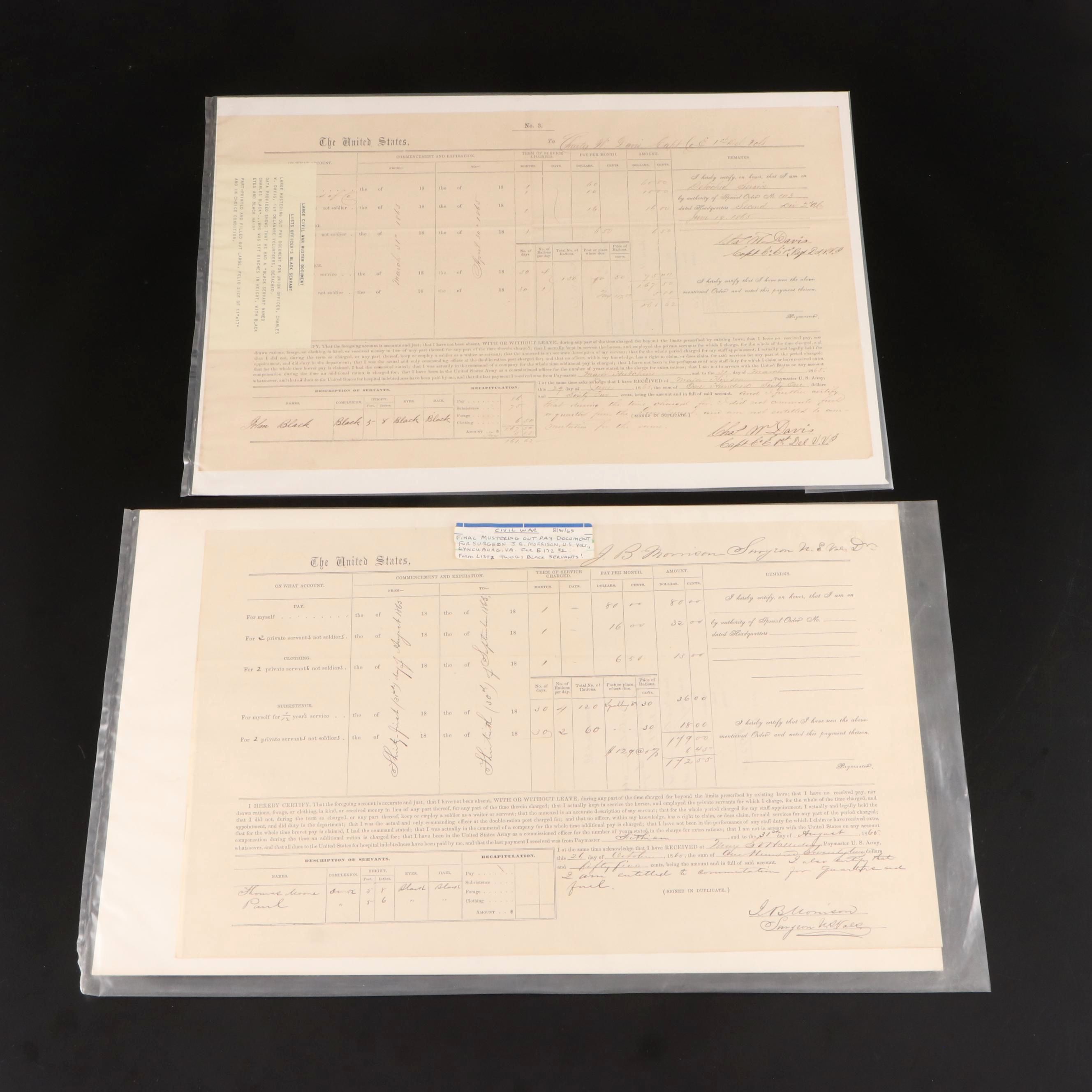 American Civil War Muster Documents, Mid-19th Century