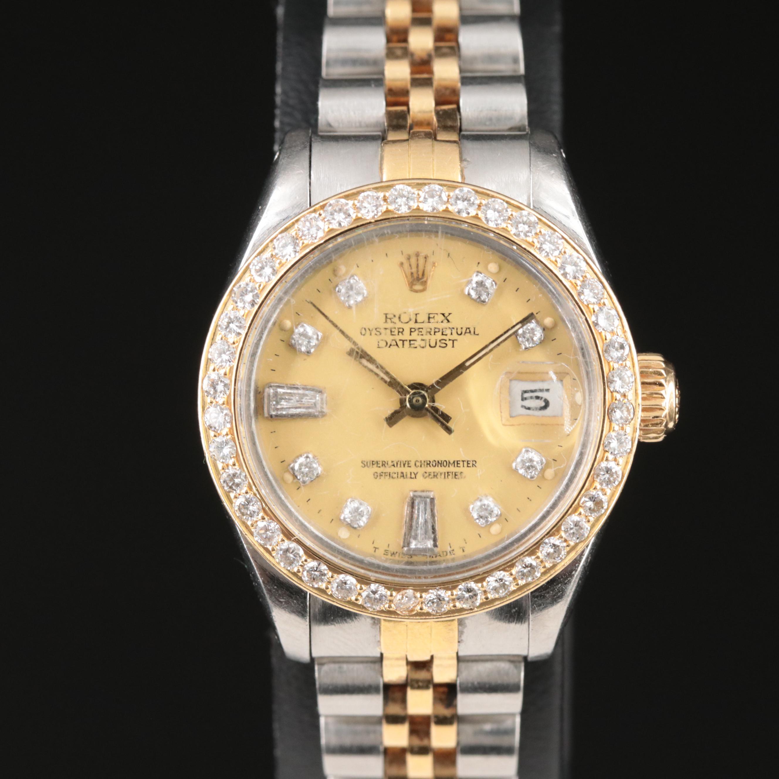 1981 Rolex Custom Diamond Dial and Bezel, Two-Tone Datejust Watch
