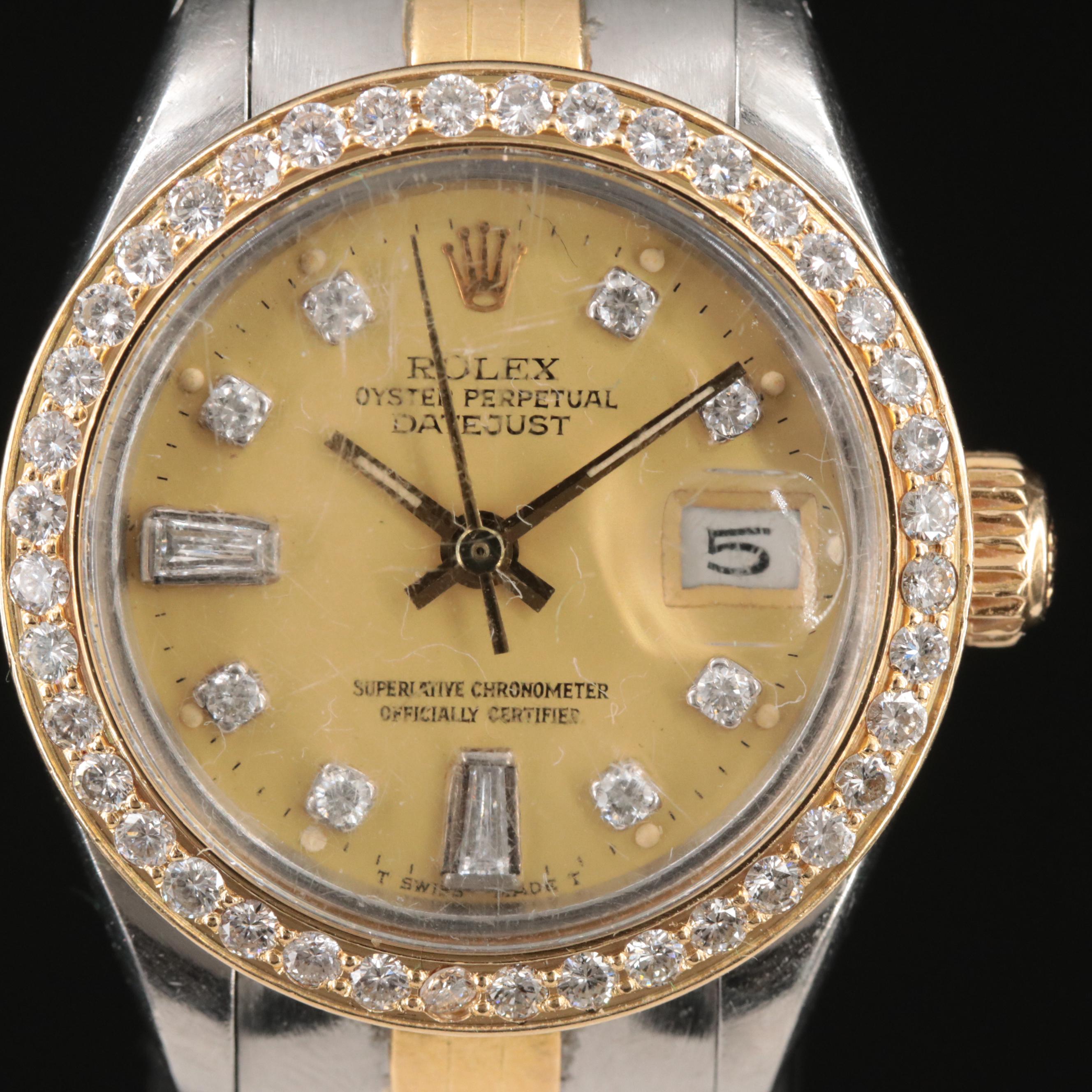 1981 Rolex Custom Diamond Dial and Bezel, Two-Tone Datejust Watch