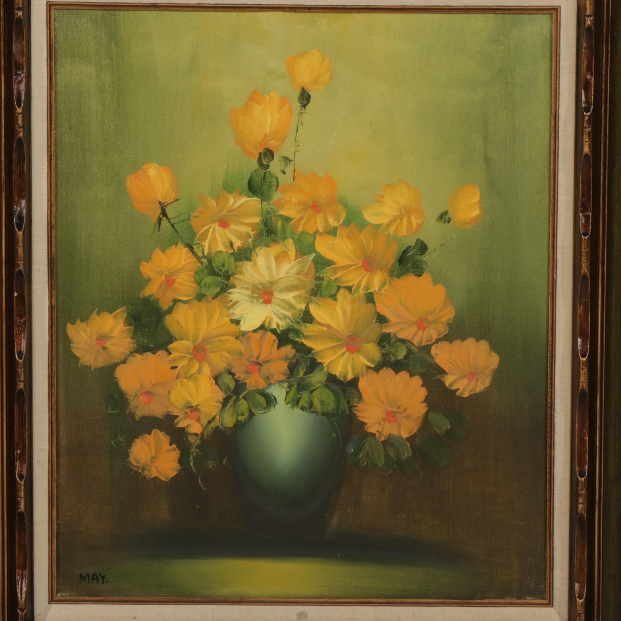 Still Life Oil Paintings of Flower Vases, Circa 2000