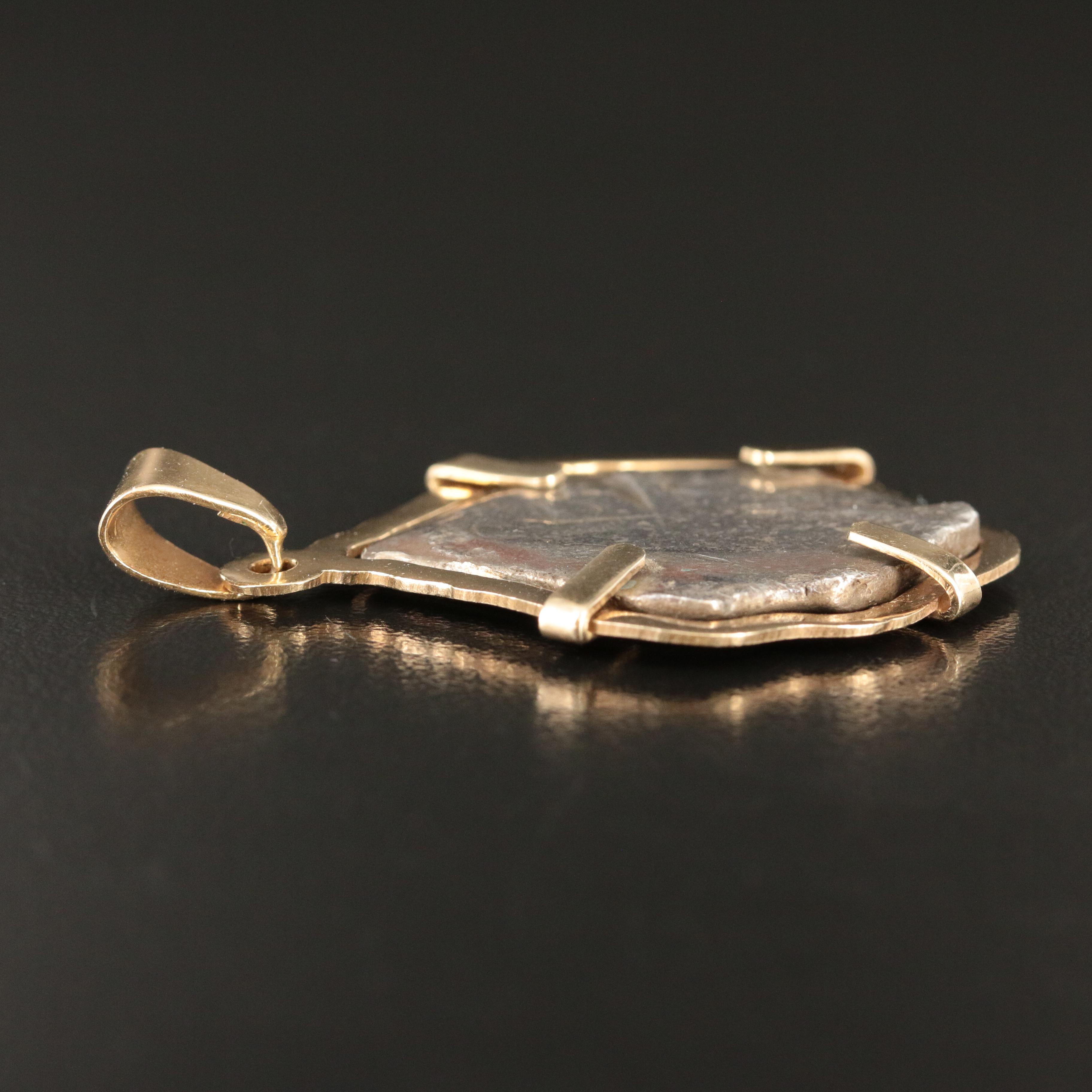 14K Pendant with Spanish Colonial Silver Cob Coin