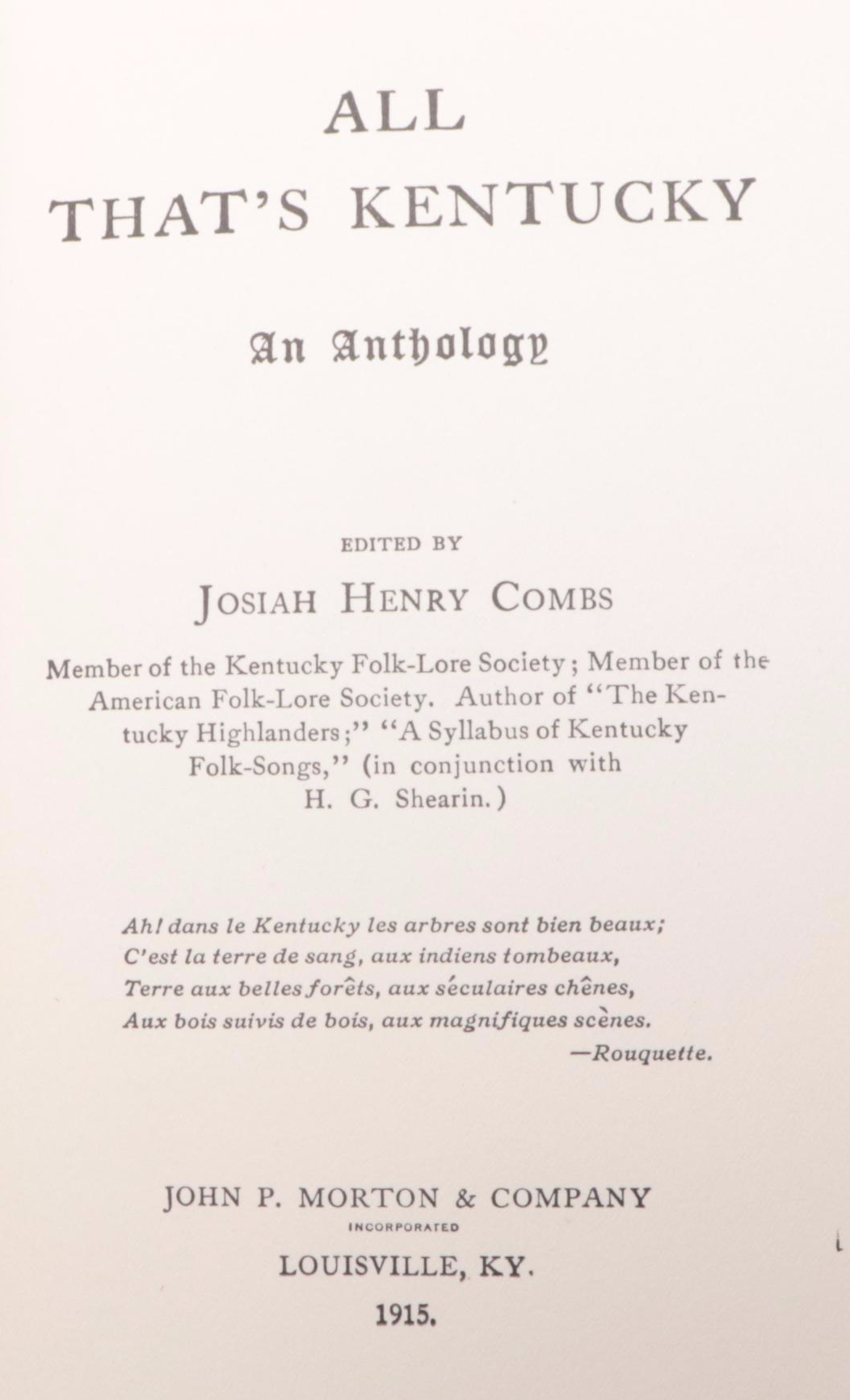 Signed First Edition "Collecting Kentucky, 1790–1860" with "All That's Kentucky"