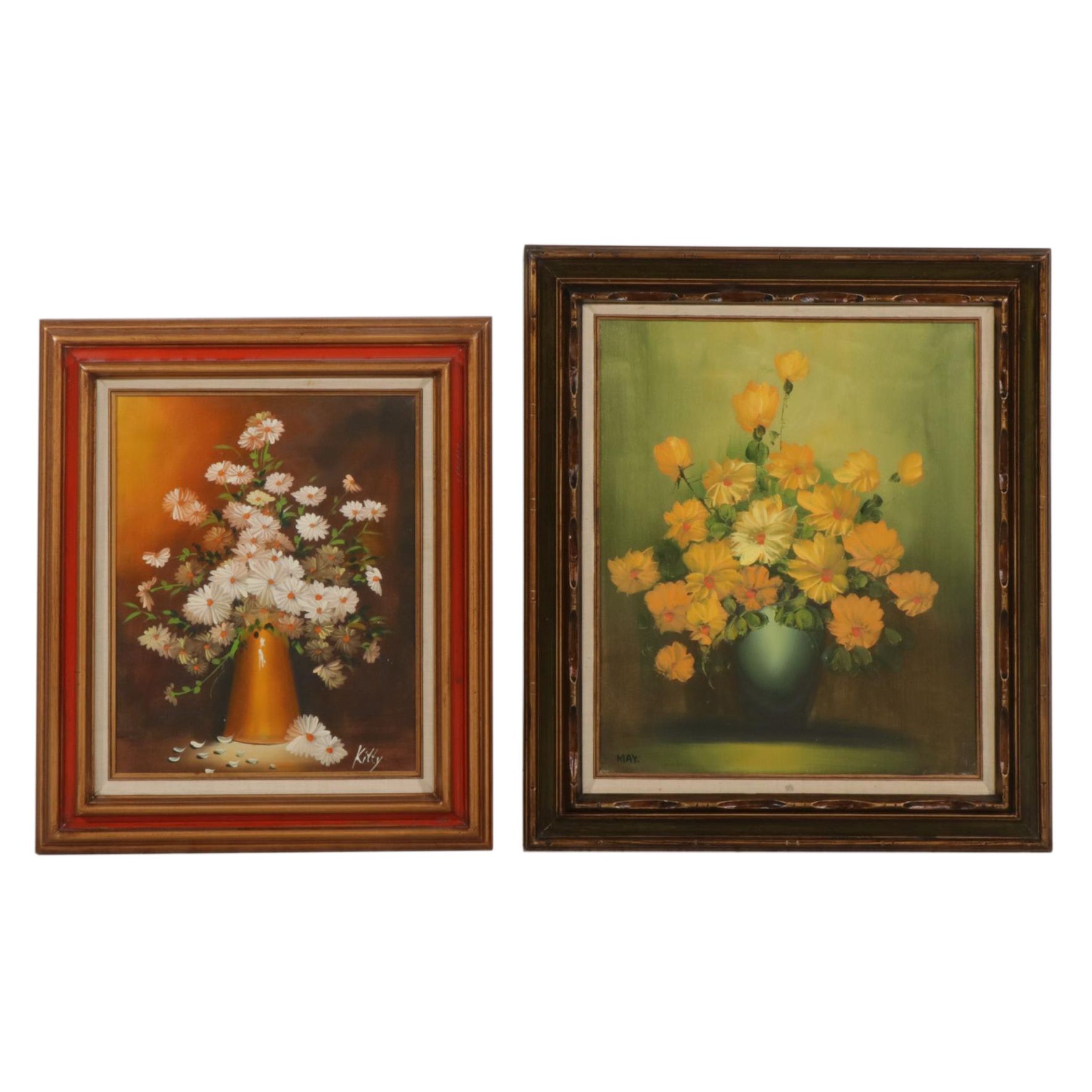 Still Life Oil Paintings of Flower Vases, Circa 2000