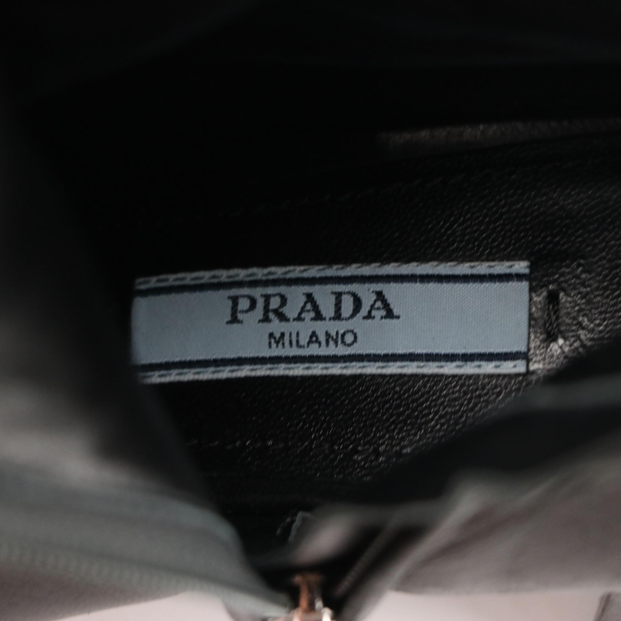 Prada Logo Ankle Boots in Black Lambskin Leather