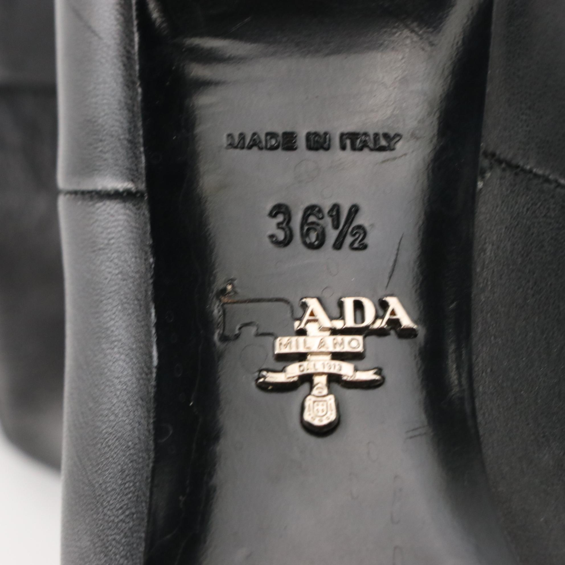 Prada Logo Ankle Boots in Black Lambskin Leather