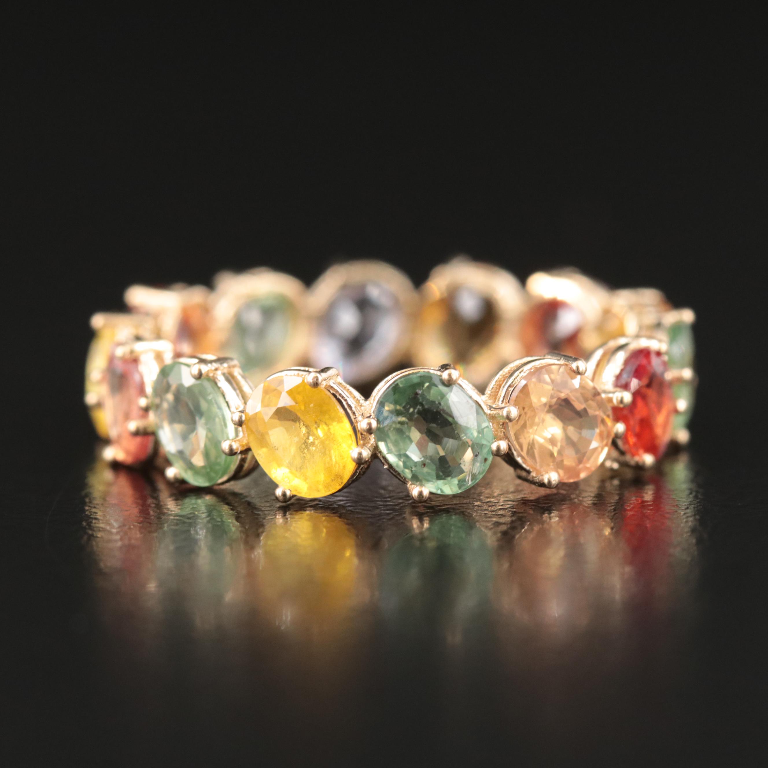 14K Multi-Color Sapphire Eternity Band