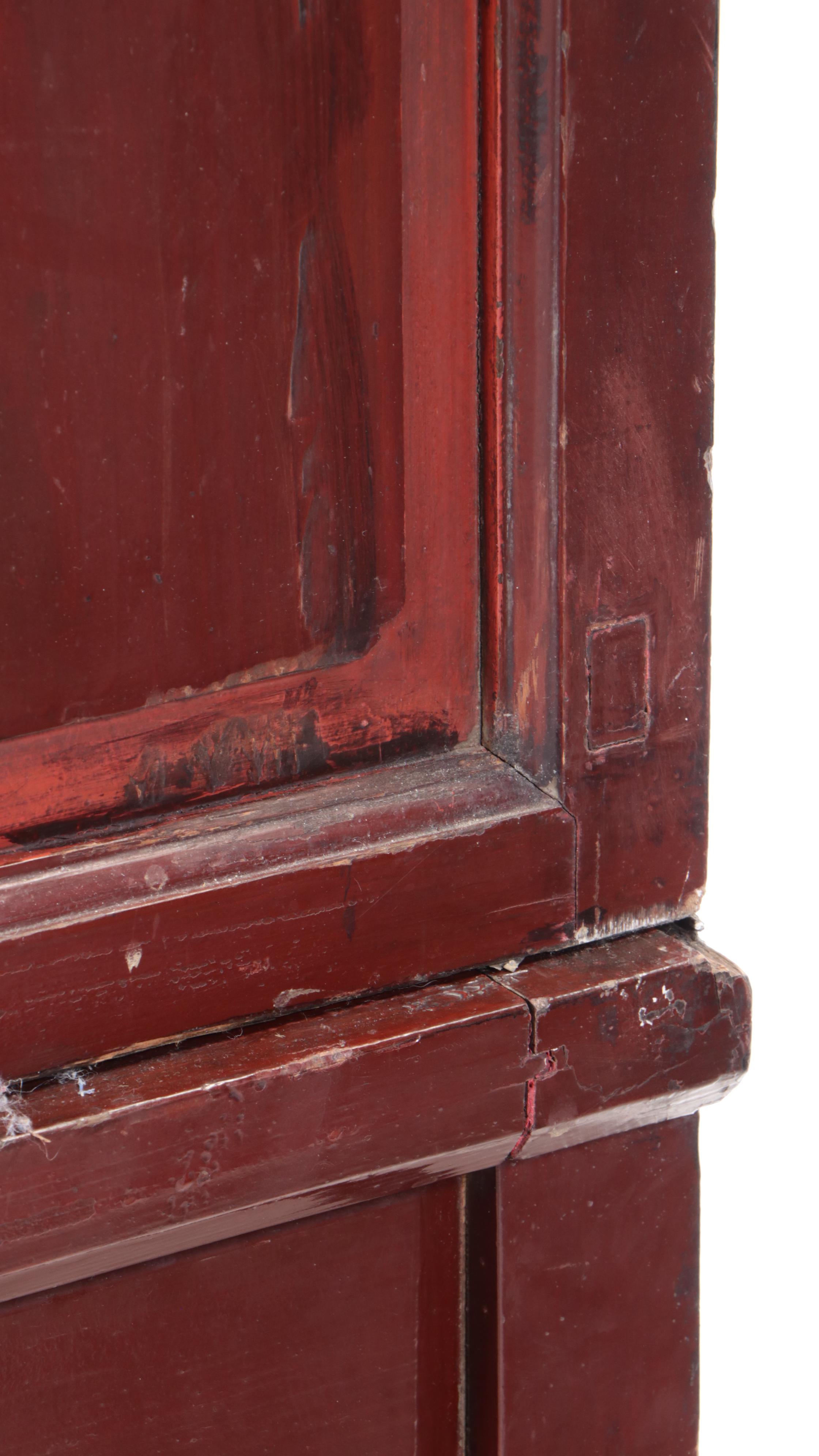 Chinese Two-Piece Lacquered Cabinet with Incised Gilt