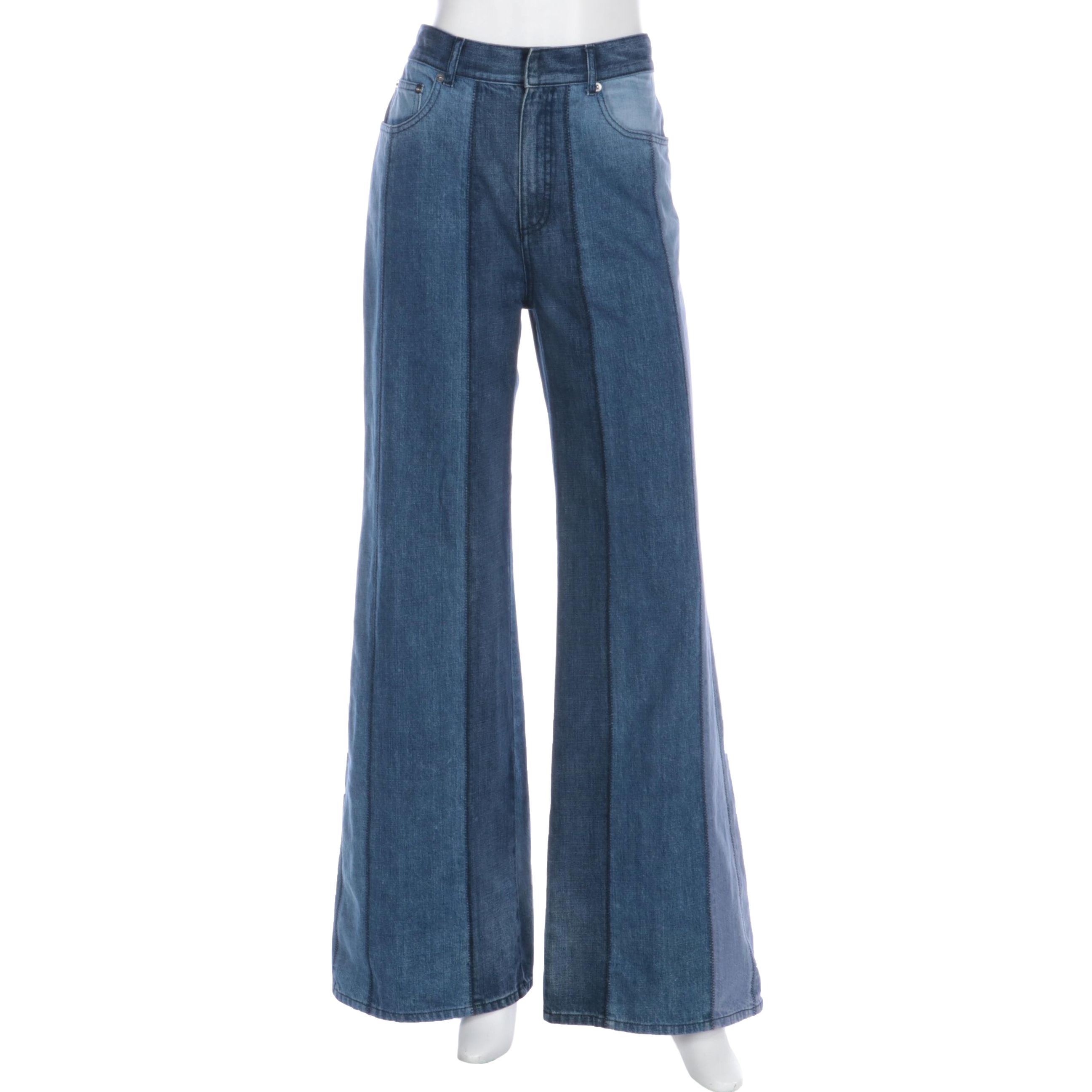 Christian Dior Wide-Leg Jeans with Zig-Zag Stitched Detail