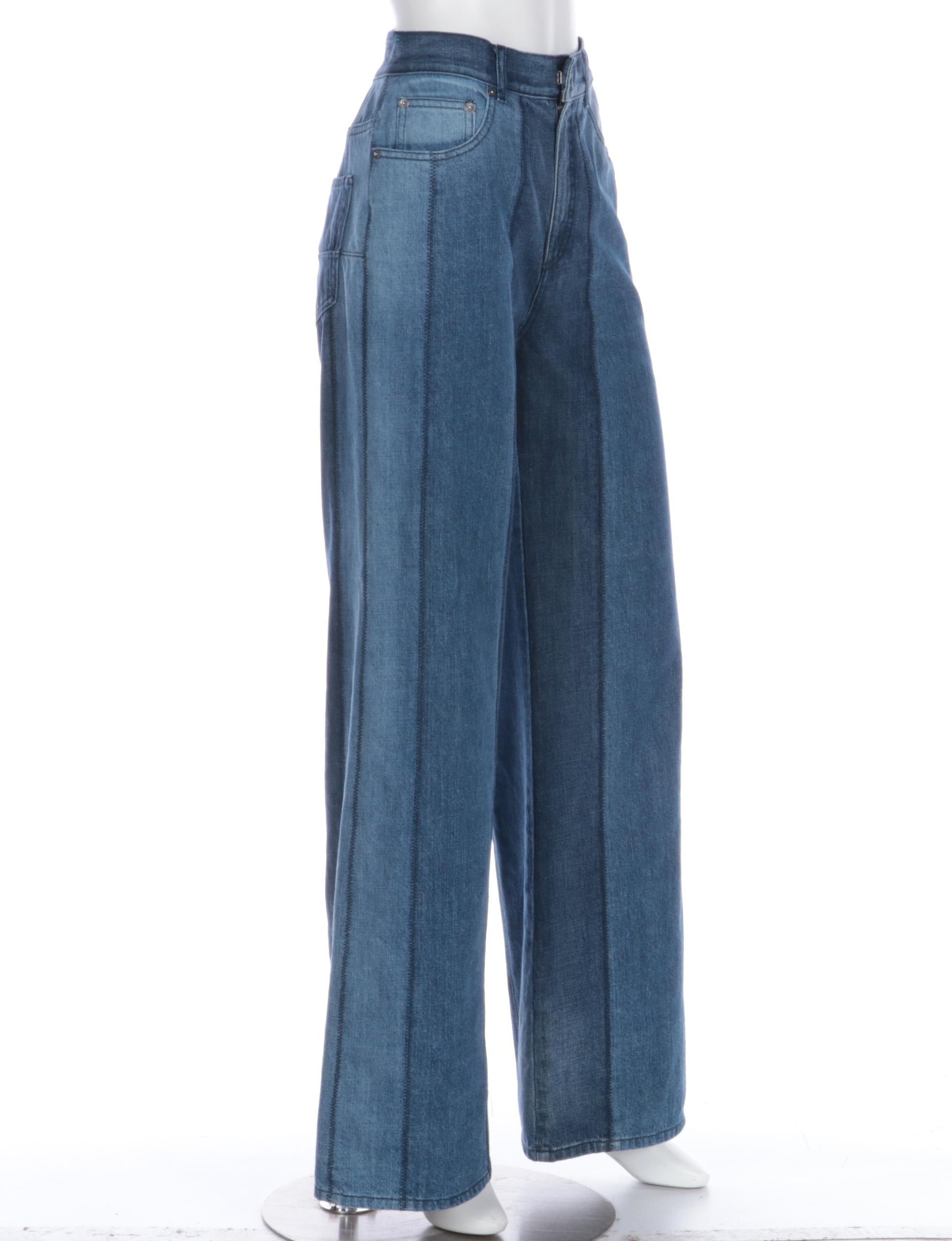 Christian Dior Wide-Leg Jeans with Zig-Zag Stitched Detail