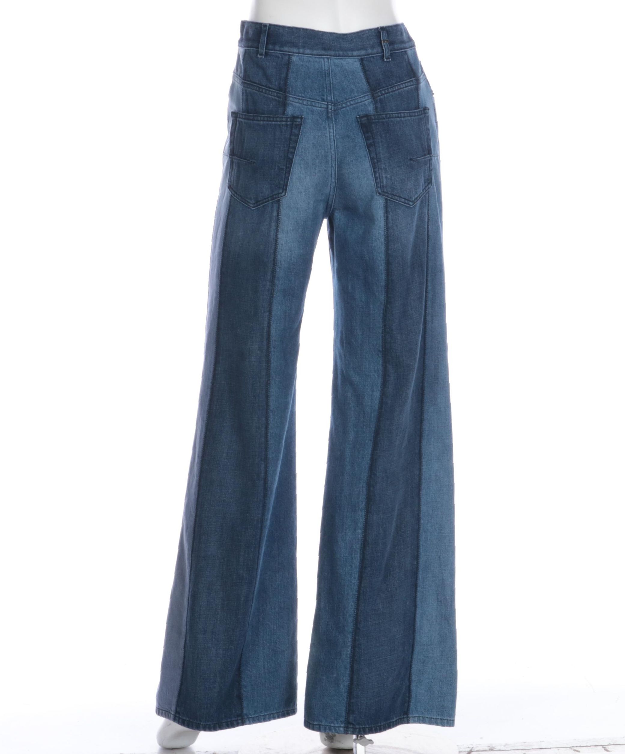 Christian Dior Wide-Leg Jeans with Zig-Zag Stitched Detail