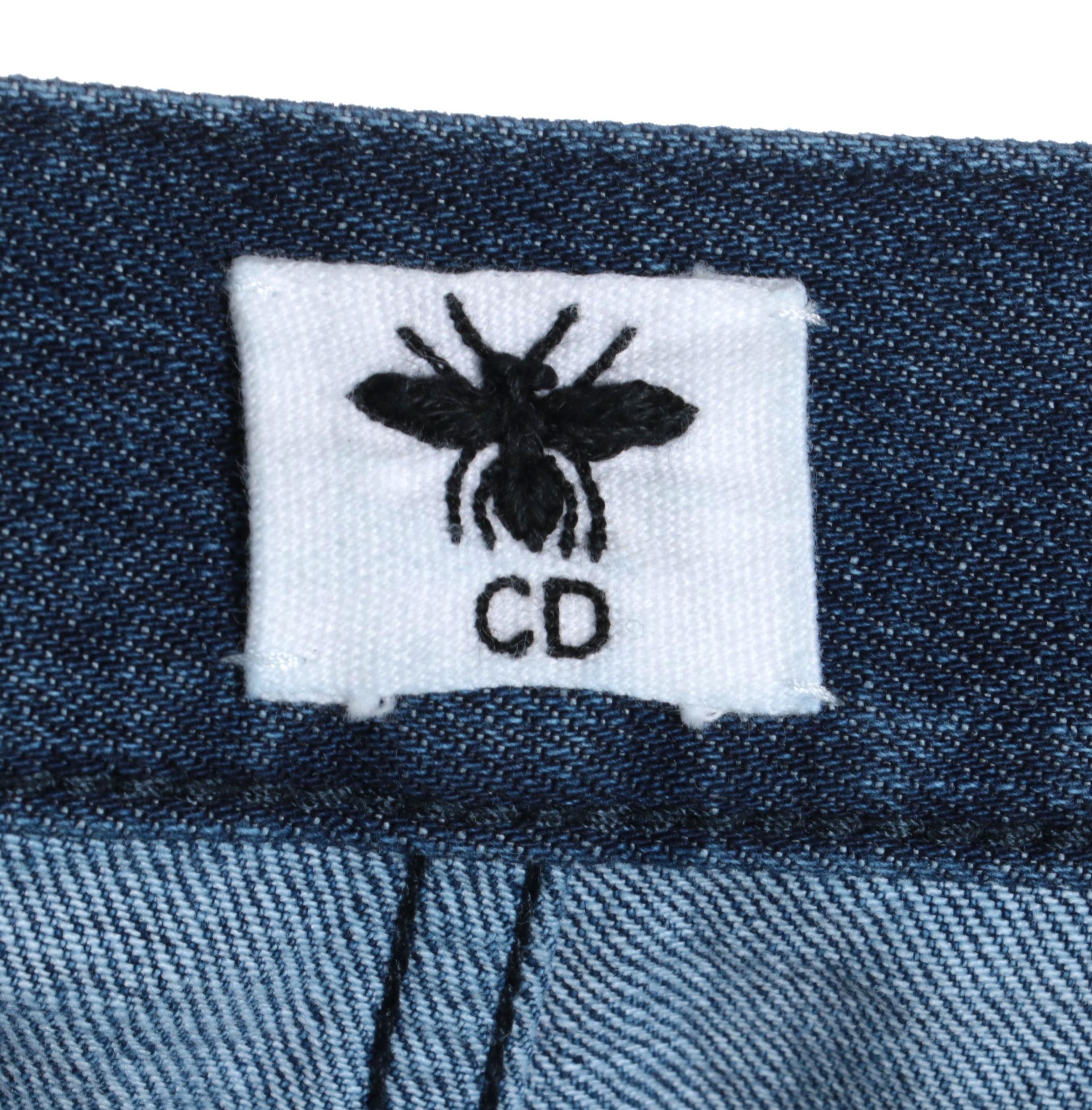 Christian Dior Wide-Leg Jeans with Zig-Zag Stitched Detail