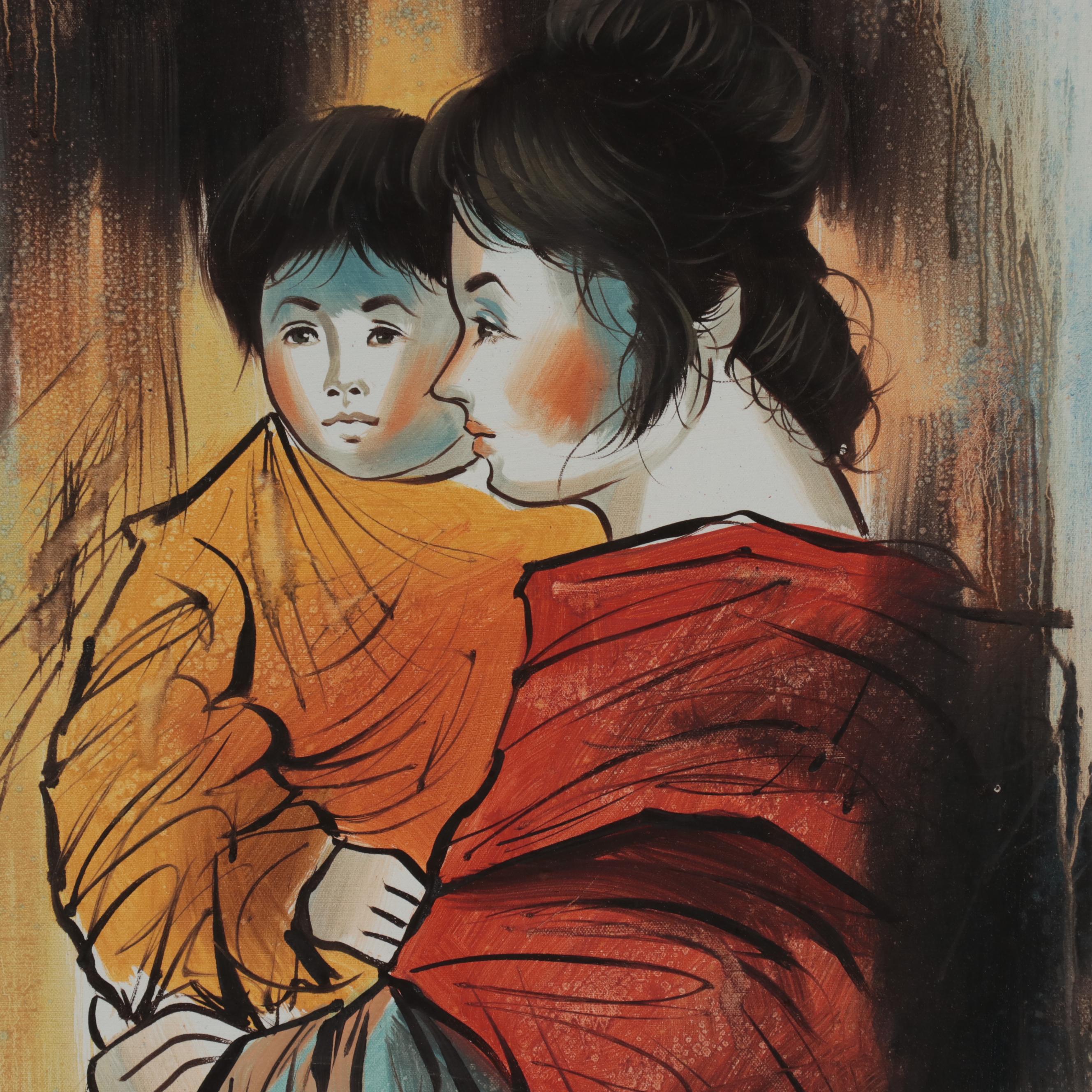 Jenkins Oil Painting of Mother and Child
