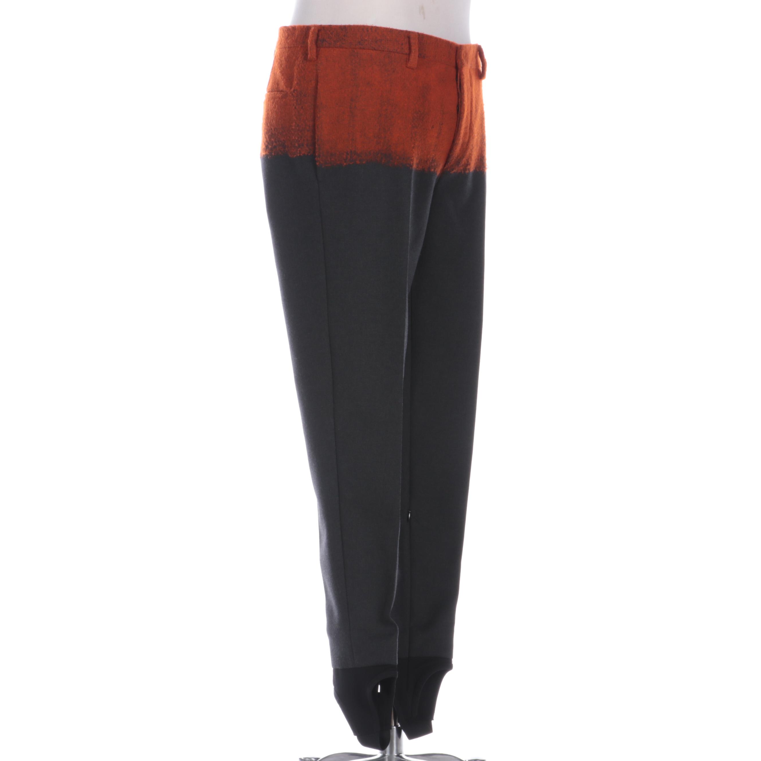 Men's Prada Grey and Orange Wool Stirrup Pants