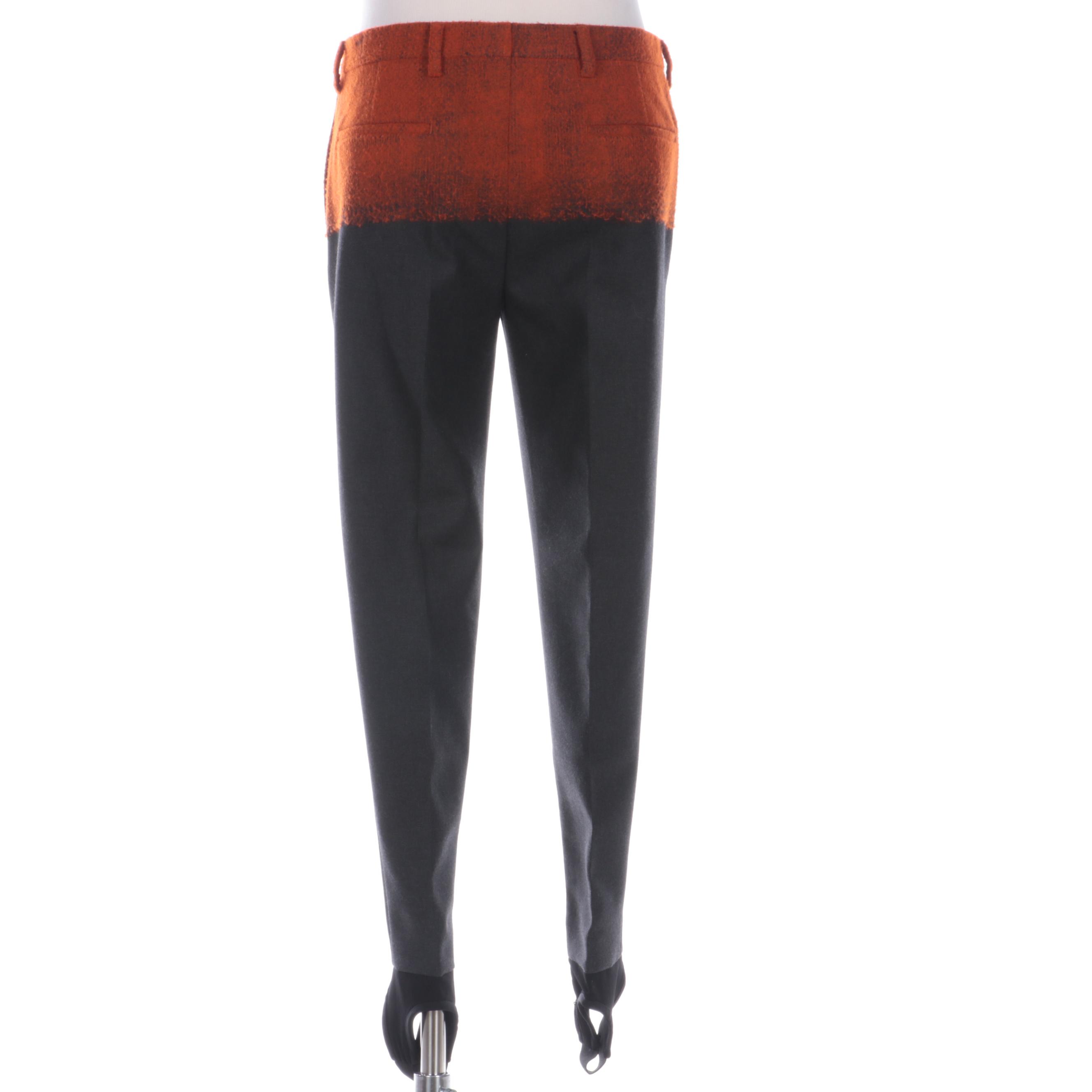 Men's Prada Grey and Orange Wool Stirrup Pants