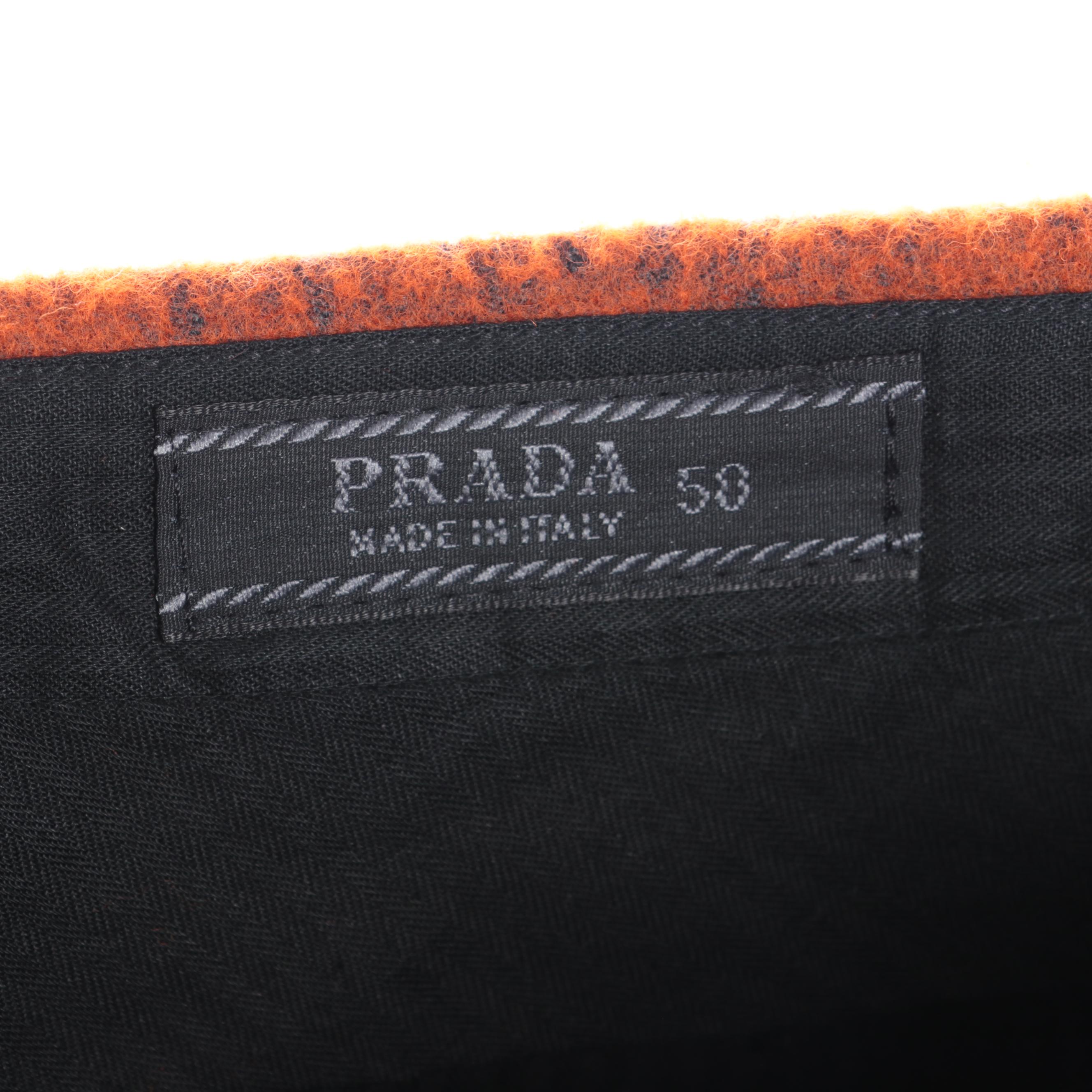 Men's Prada Grey and Orange Wool Stirrup Pants