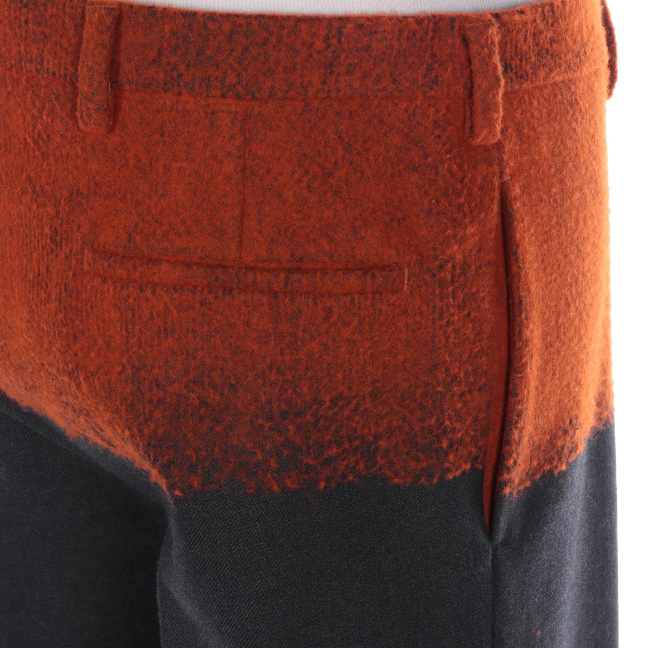 Men's Prada Grey and Orange Wool Stirrup Pants