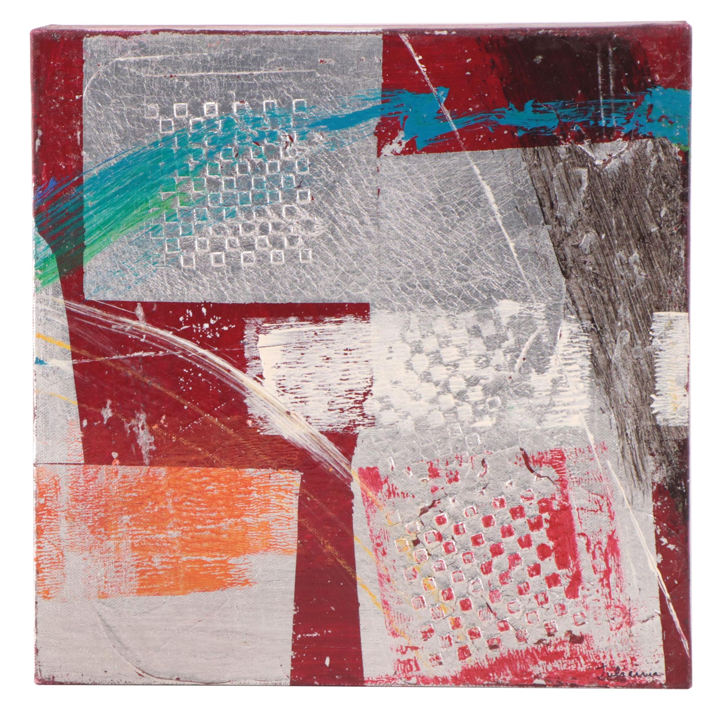 Ursula J. Brenner Abstract Mixed Media Painting, Circa 2023