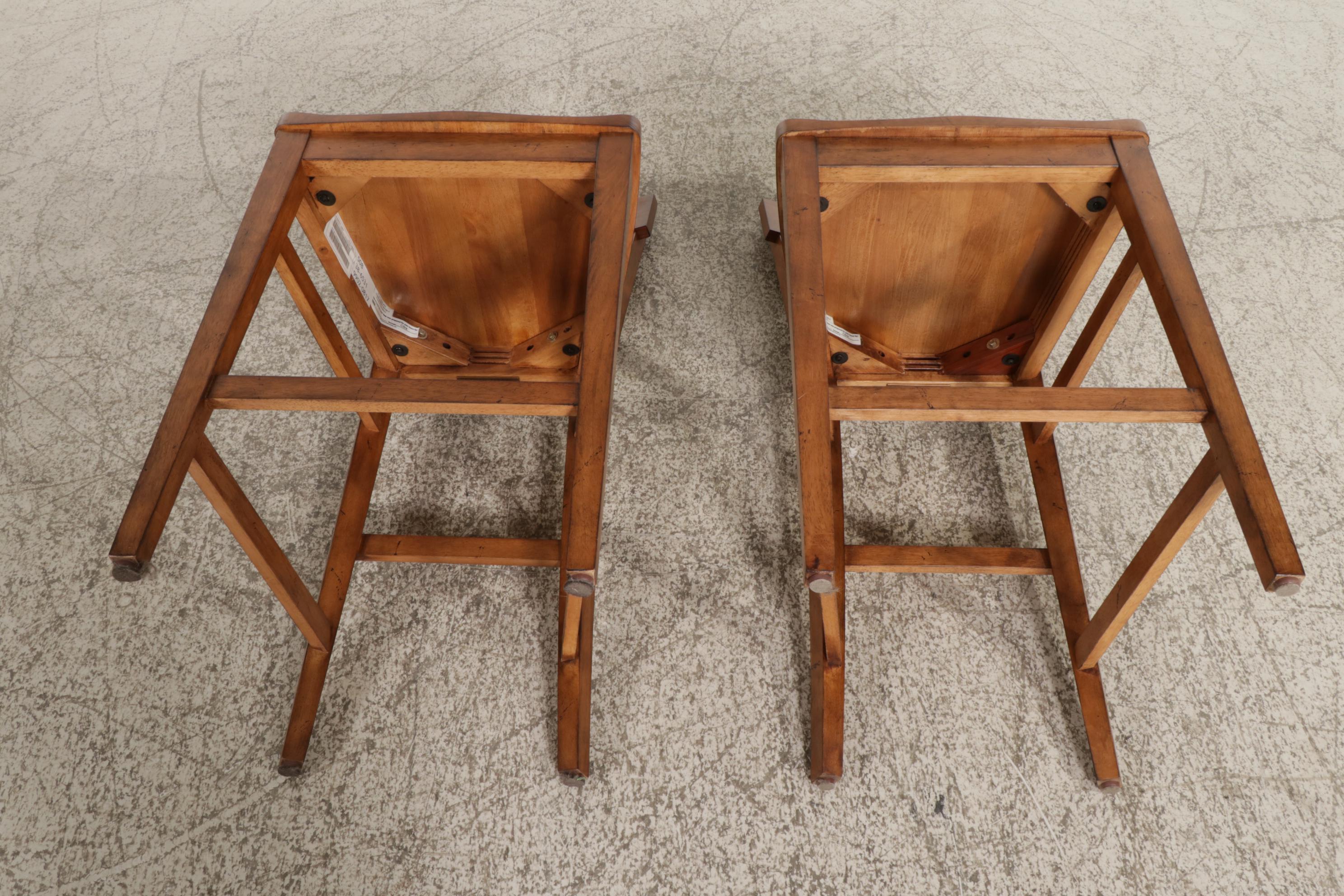 Pair of Ethan Allen Hardwood Counter Stools