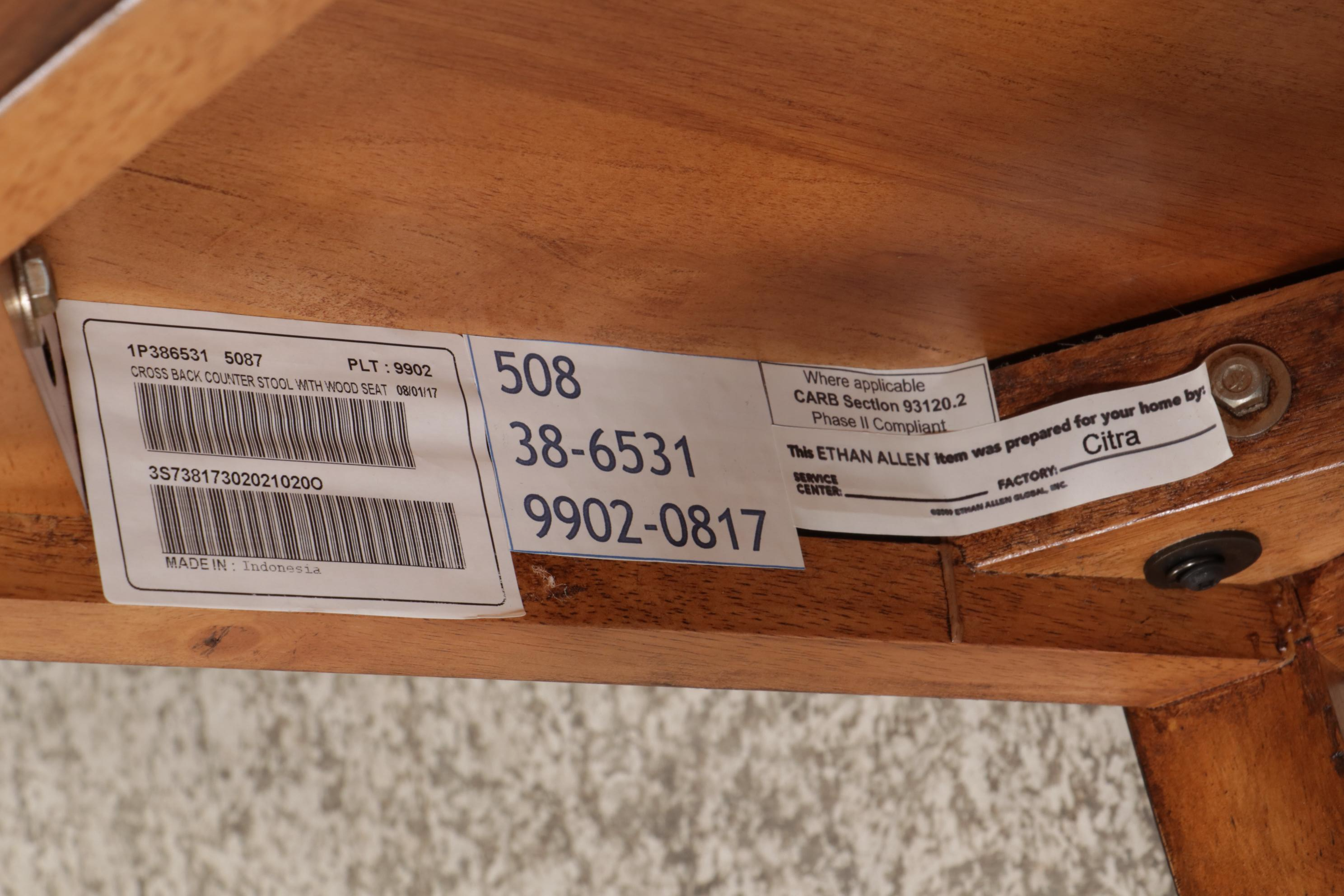 Pair of Ethan Allen Hardwood Counter Stools