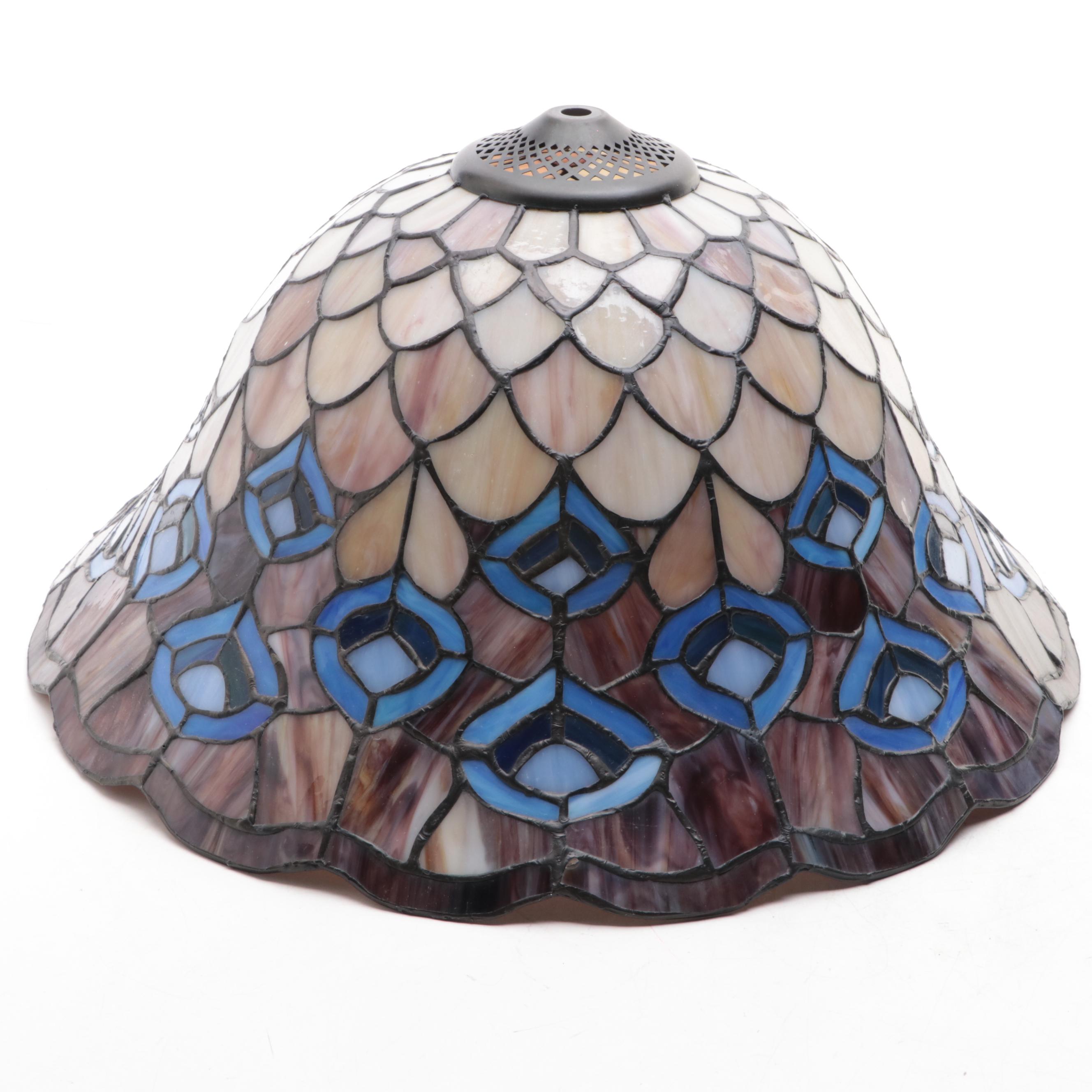 Art Nouveau Style Slag Glass Table Lamp