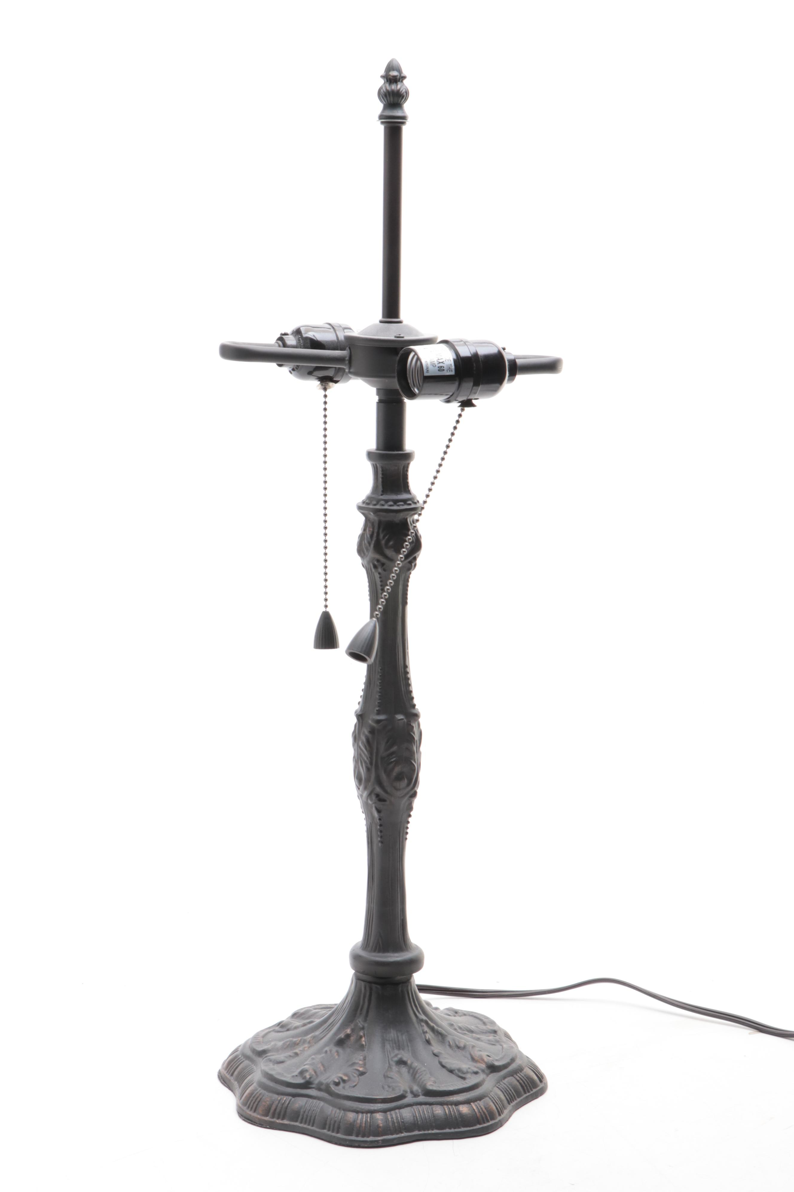 Art Nouveau Style Slag Glass Table Lamp