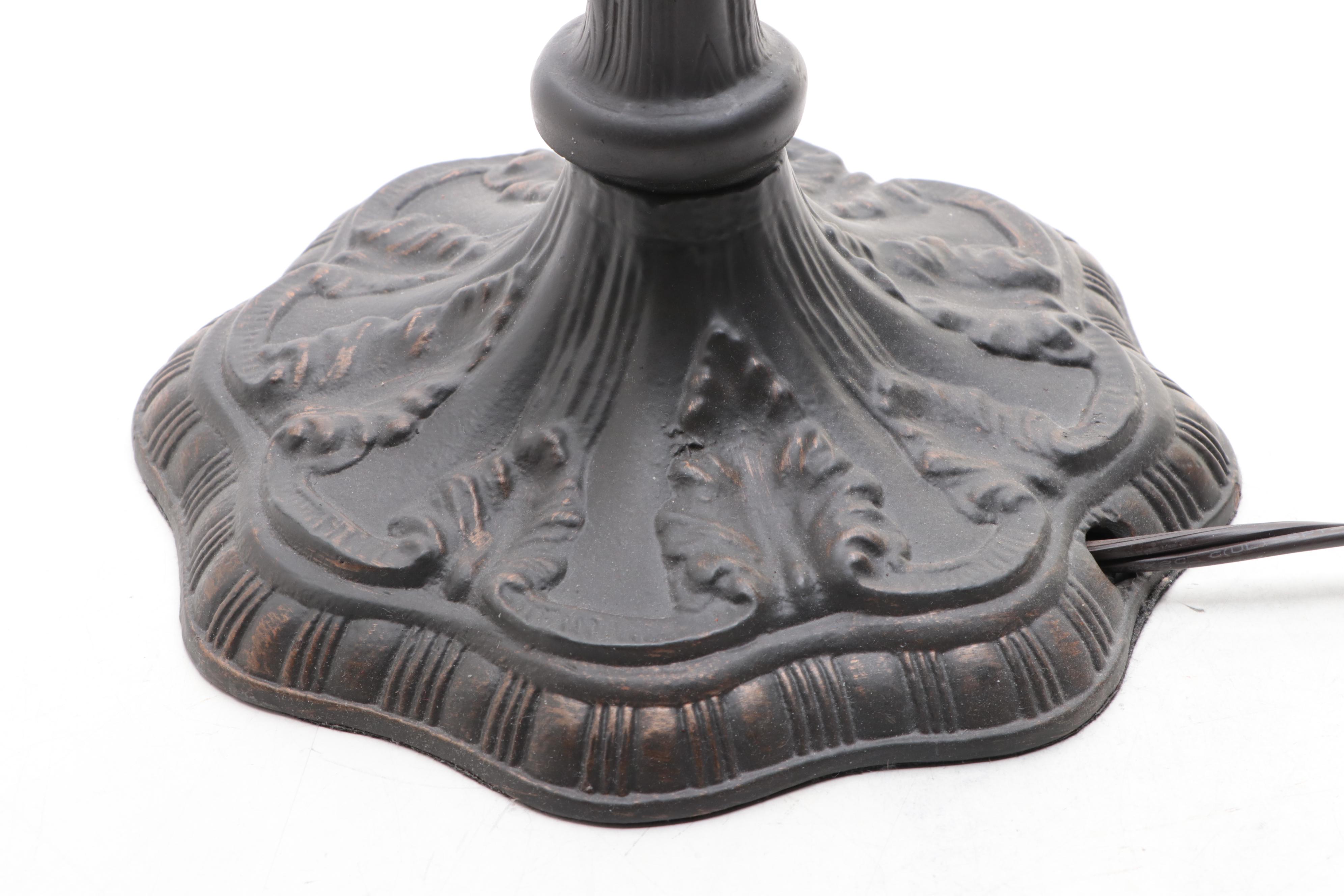 Art Nouveau Style Slag Glass Table Lamp