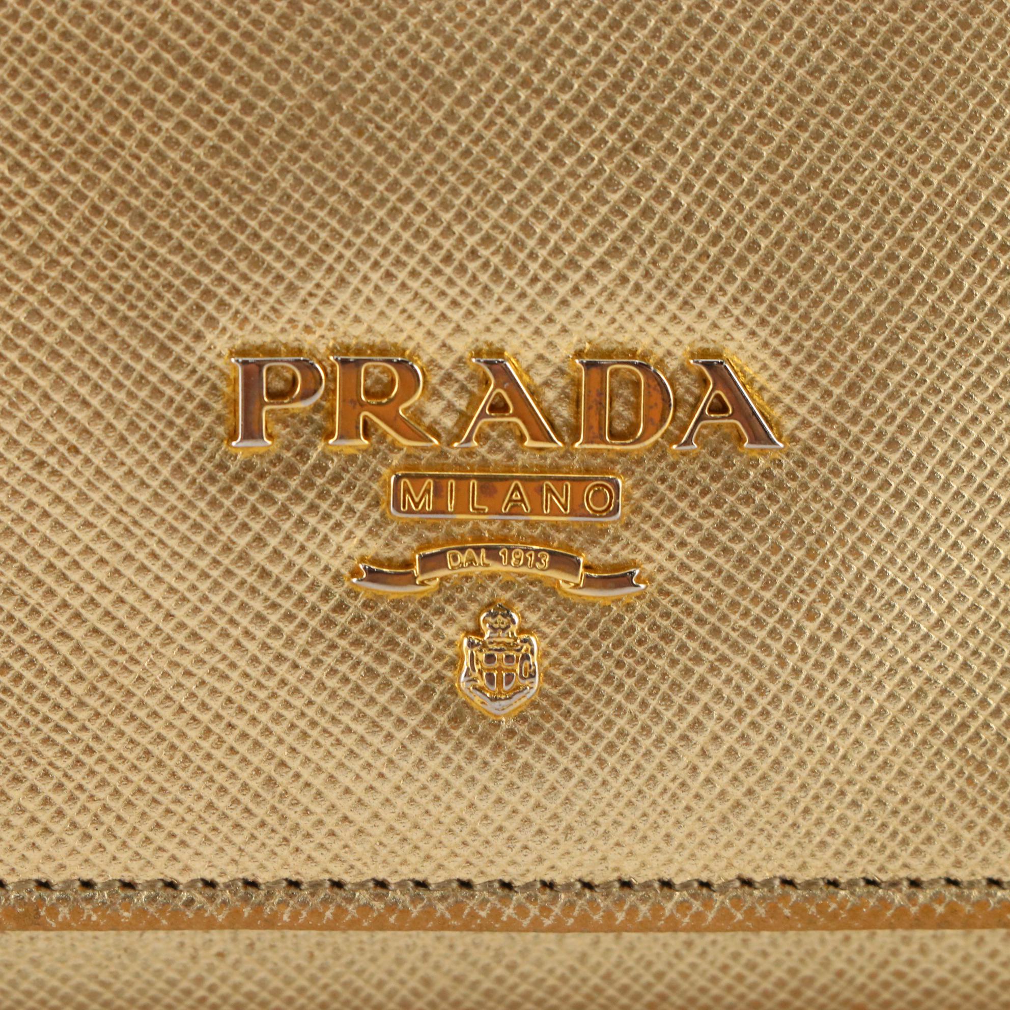 Prada Continental Wallet 1M1132 in Metallic Saffiano Leather