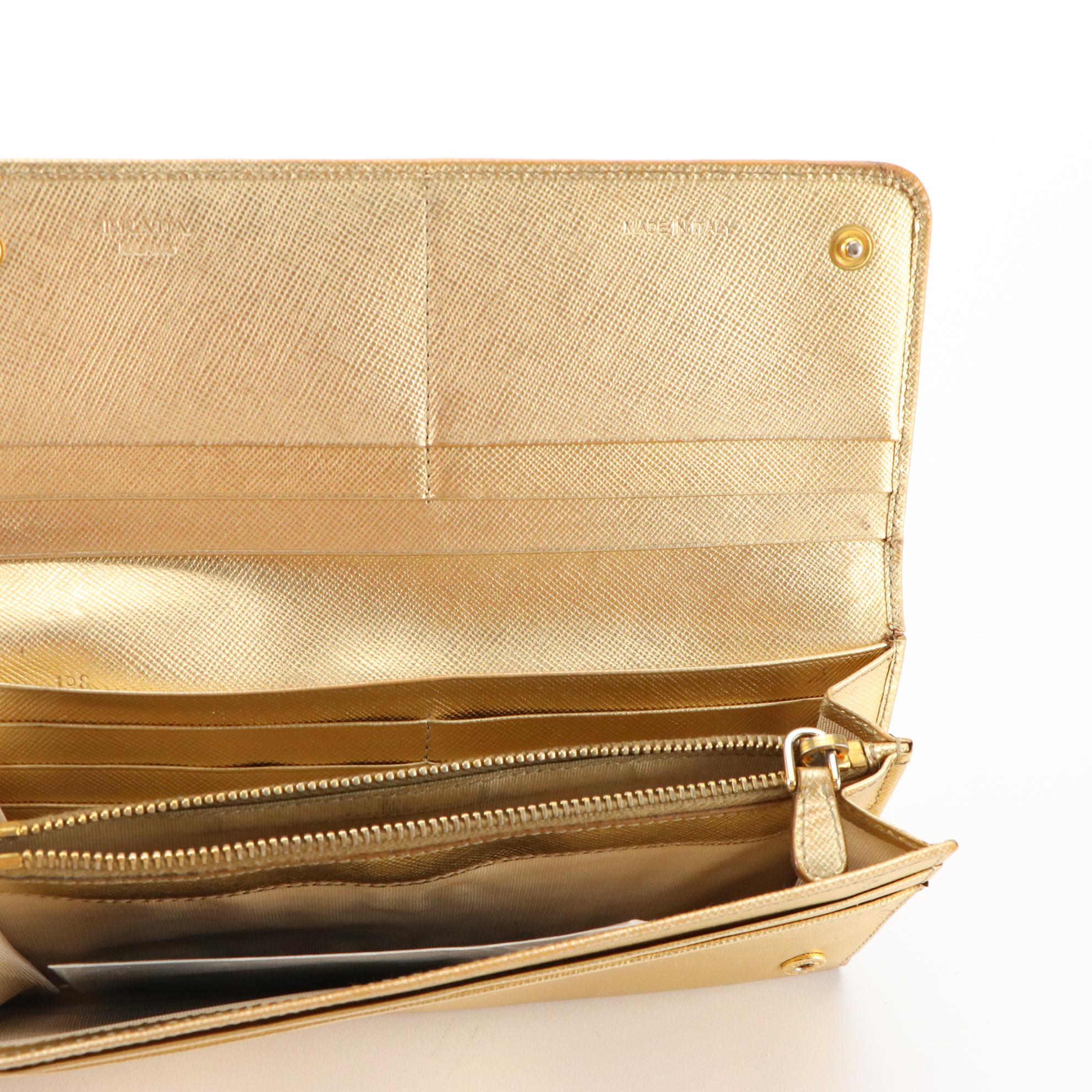 Prada Continental Wallet 1M1132 in Metallic Saffiano Leather