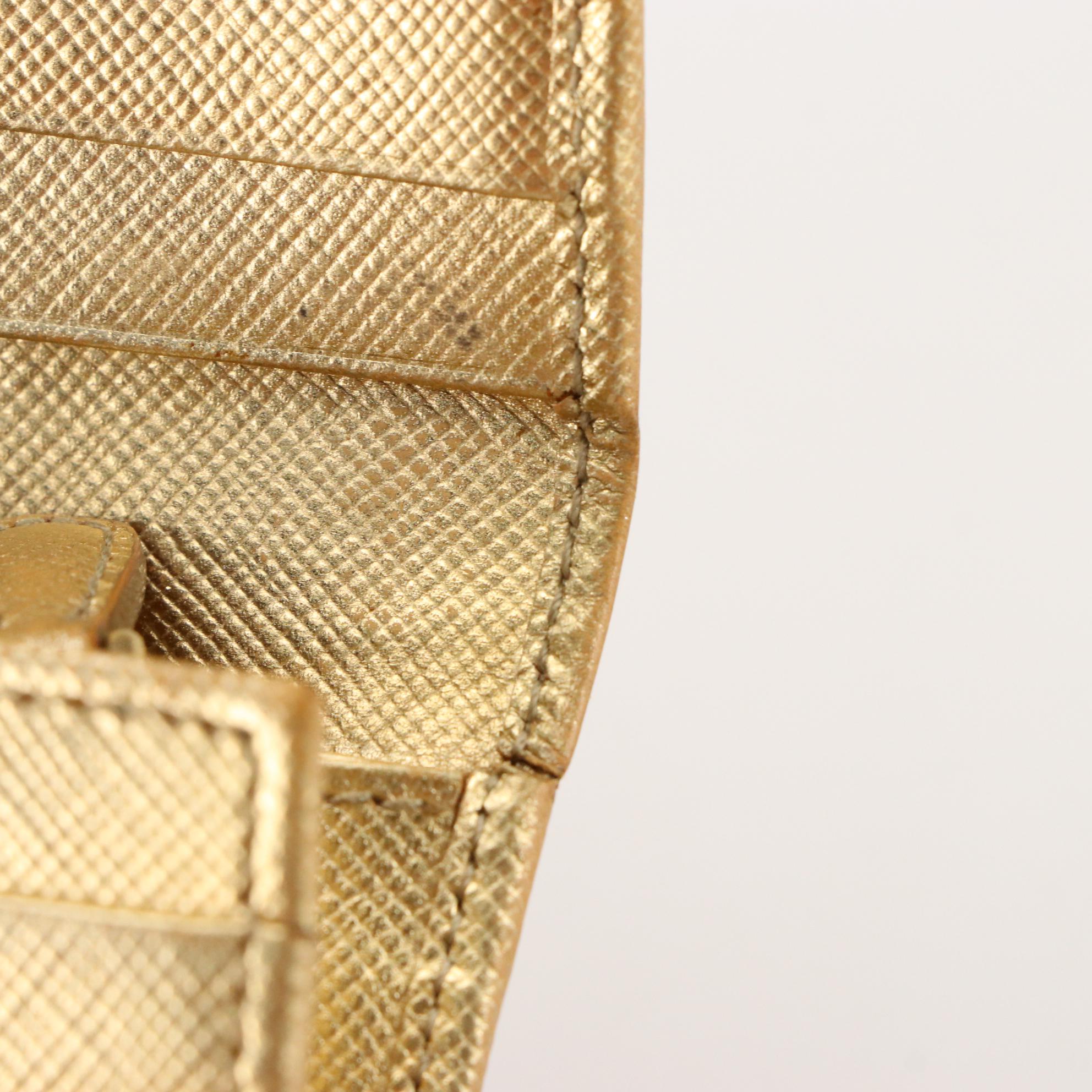 Prada Continental Wallet 1M1132 in Metallic Saffiano Leather