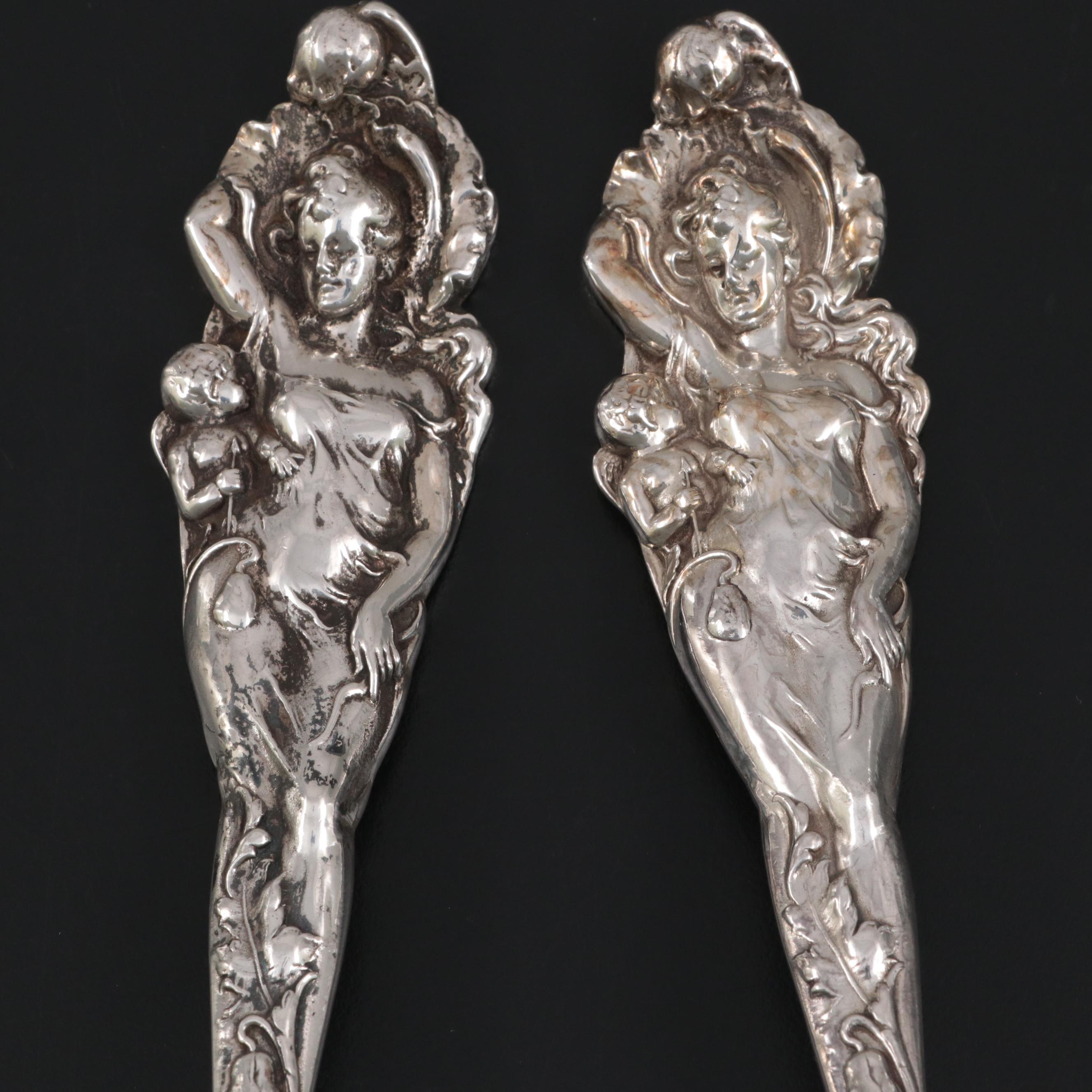 Reed & Barton "Love Disarmed" Sterling Silver Serving Spoon and Fork, 1899