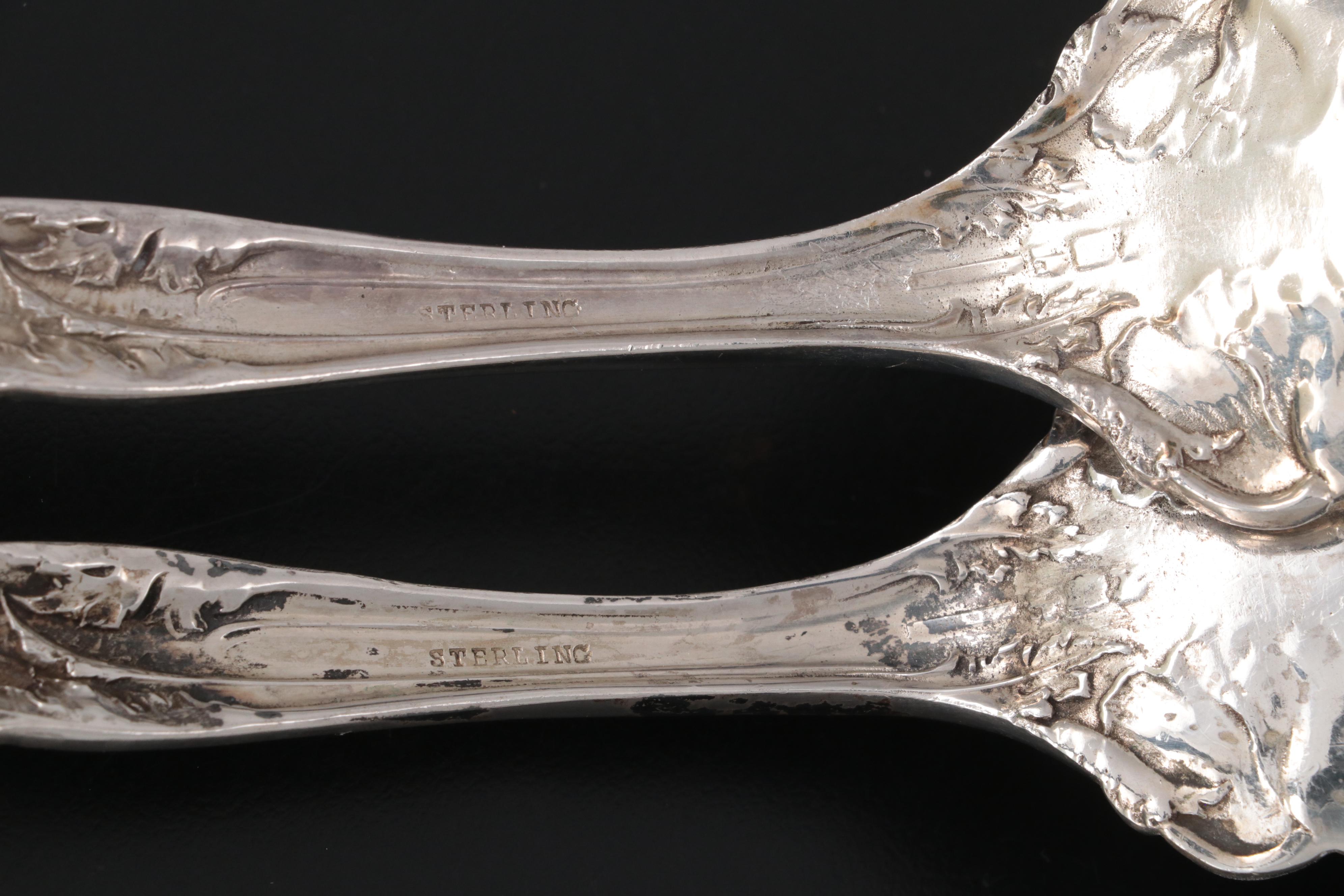 Reed & Barton "Love Disarmed" Sterling Silver Serving Spoon and Fork, 1899